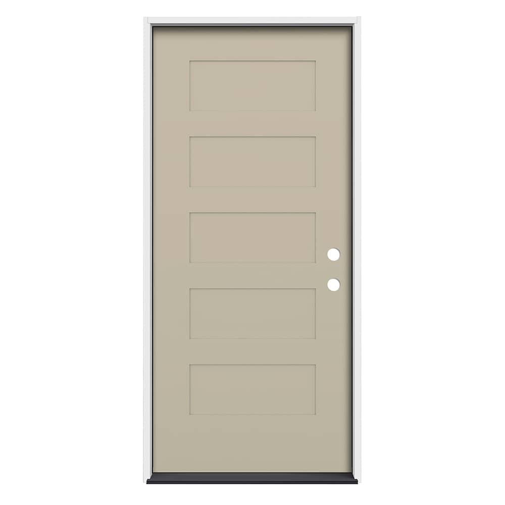 RELIABILT ABS614915 36-in x 80-in x 4-5/8-in Fiberglass No glass Left-hand inswing Desert Sand Painted Prehung Front Door Insulating core