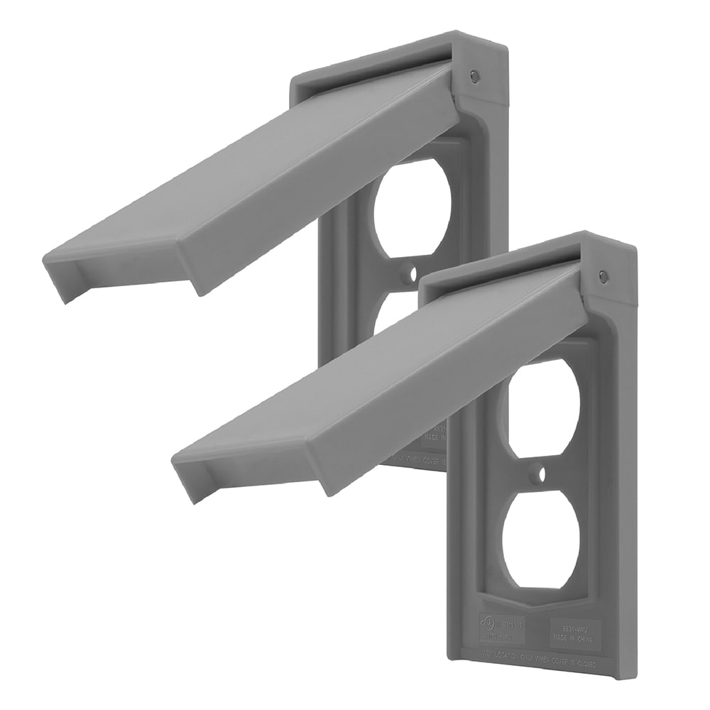 Top Greener 8821-WPV-GY-2PCS 1 -Gang Standard Size Gray Polycarbonate Outdoor Duplex Wall Plate 2 -Pack