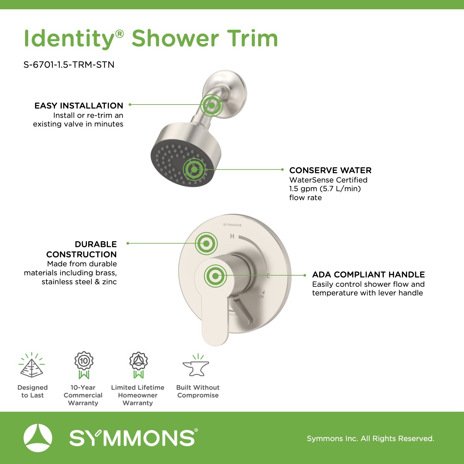 Symmons S-6701-1.5-TRM-STN Tub-Shower-Faucets - View #3