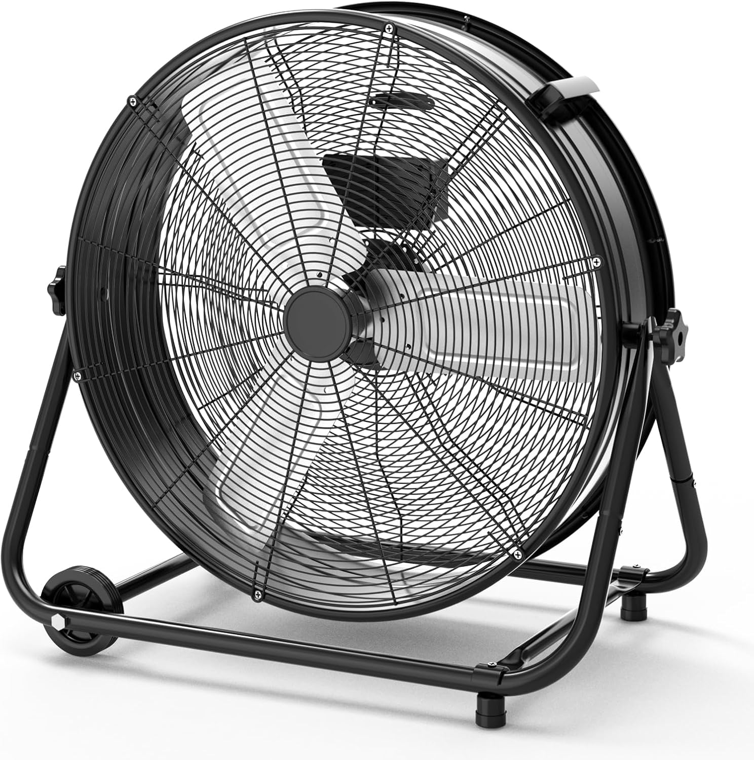 GarveeLife - 24 Inch High Speed 8800 CFM Industrial Drum Floor Fan Heavy Duty Metal 3 Speeds 360 ...