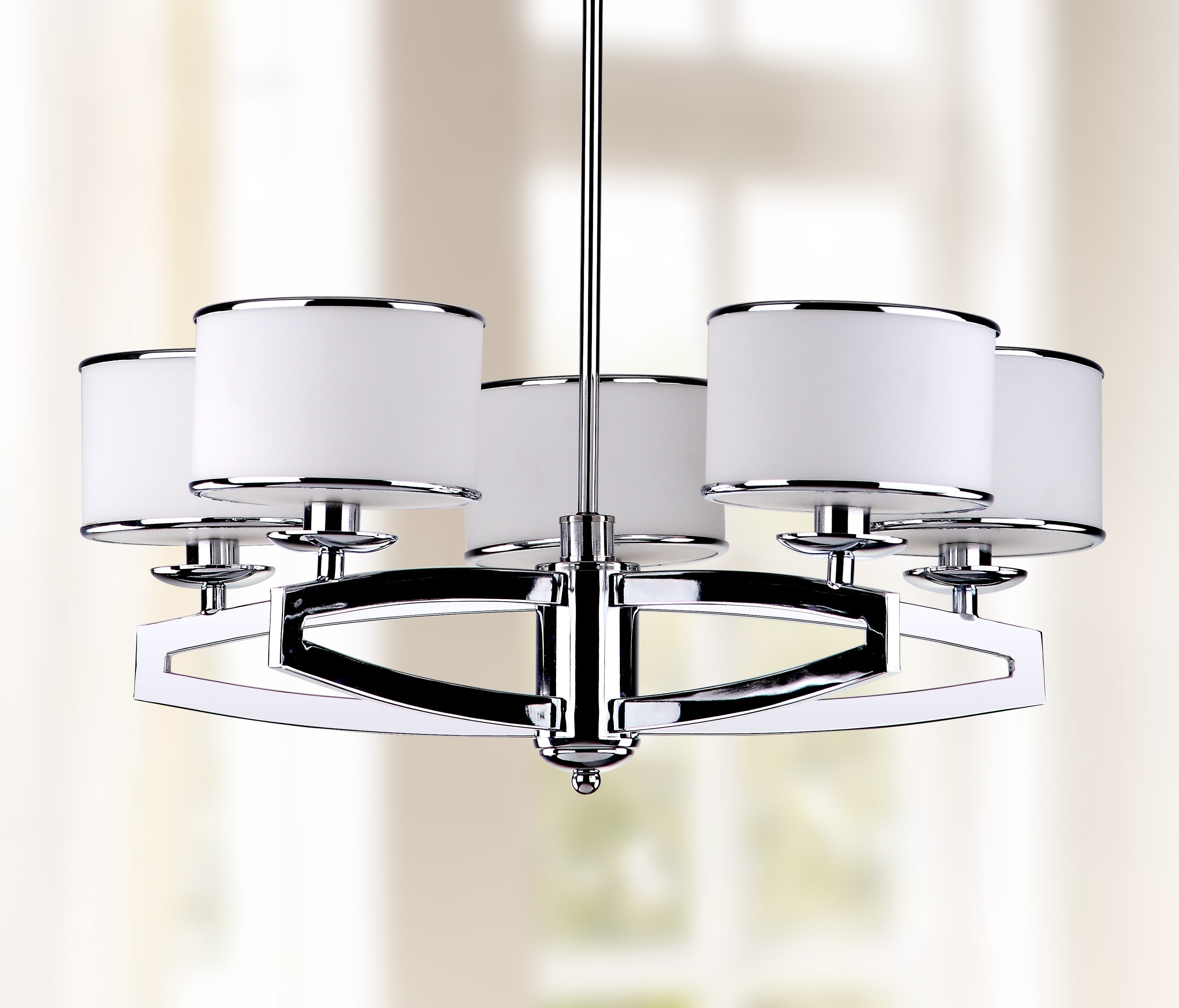Lenora 25" Chrome Glass Drum Pendant Light
