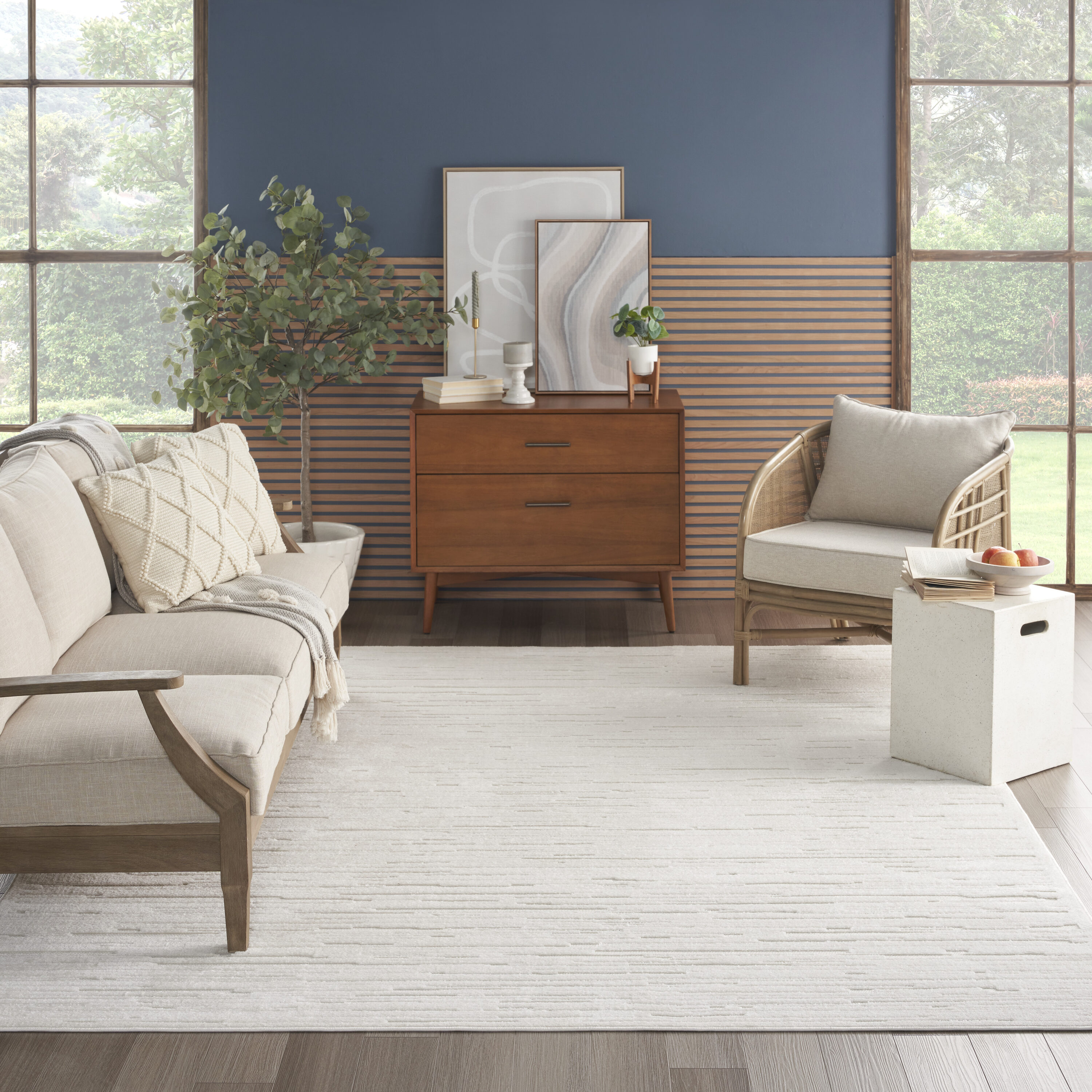 Nourison Home 099446984869 Casual 8 x 10 (ft) Polypropylene Ivory Rectangular Indoor Abstract Area rug