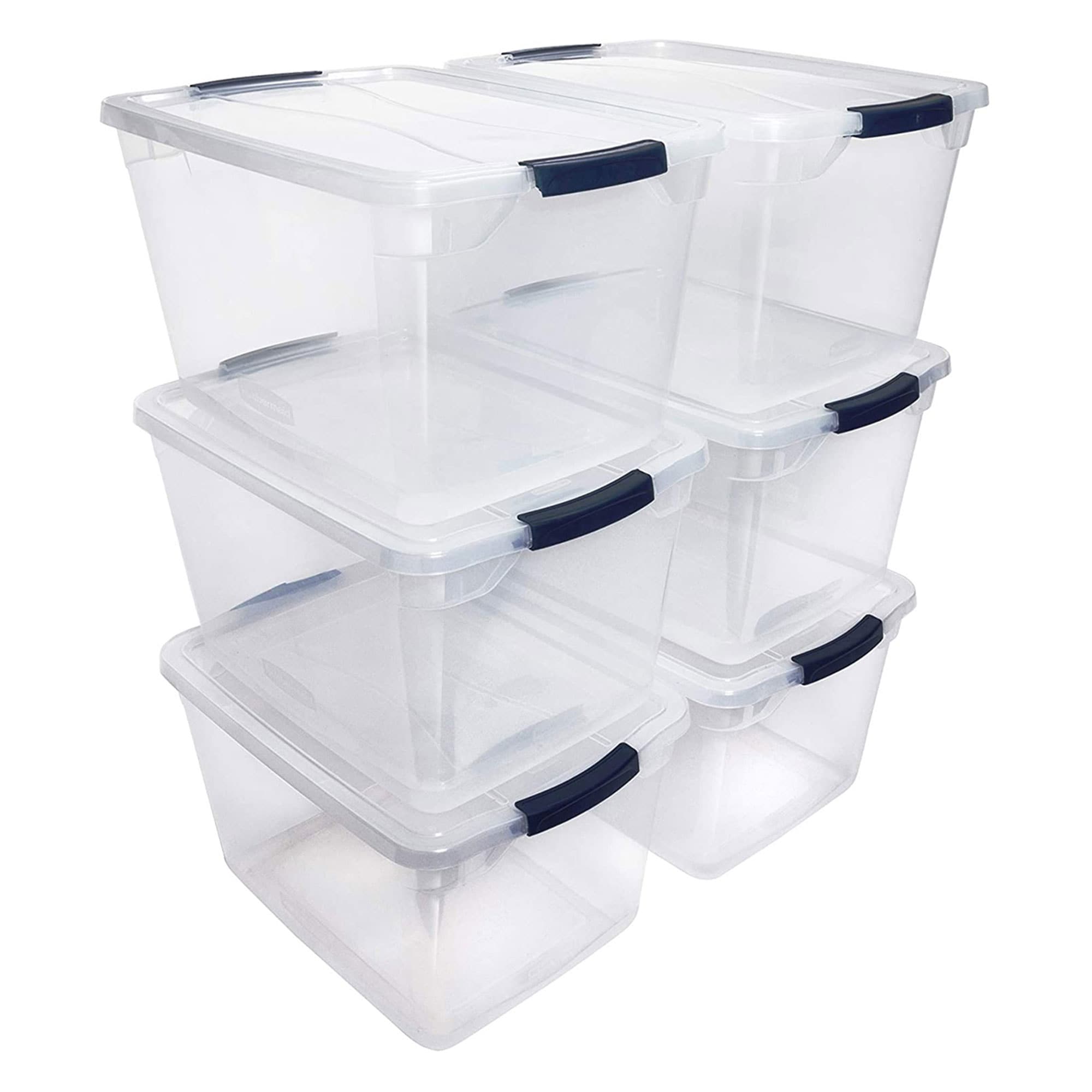 Stackable Plastic Storage Containers with Lids Box Set 6 Garage Closet Bins 40Qt 