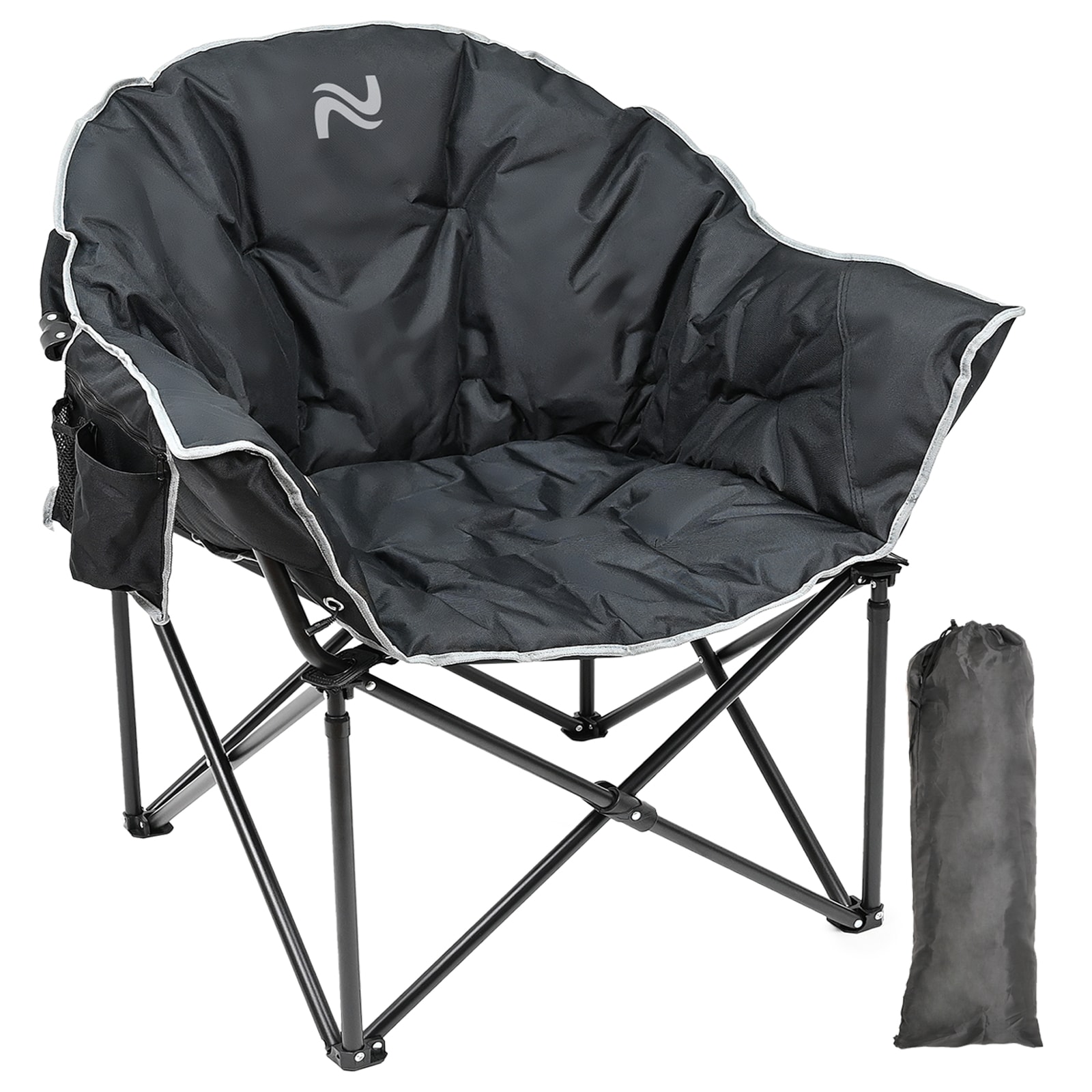 Esazn I1327138-BK-TWINFL Polyester Black Folding Camping chair Carrying Strap/Handle Included