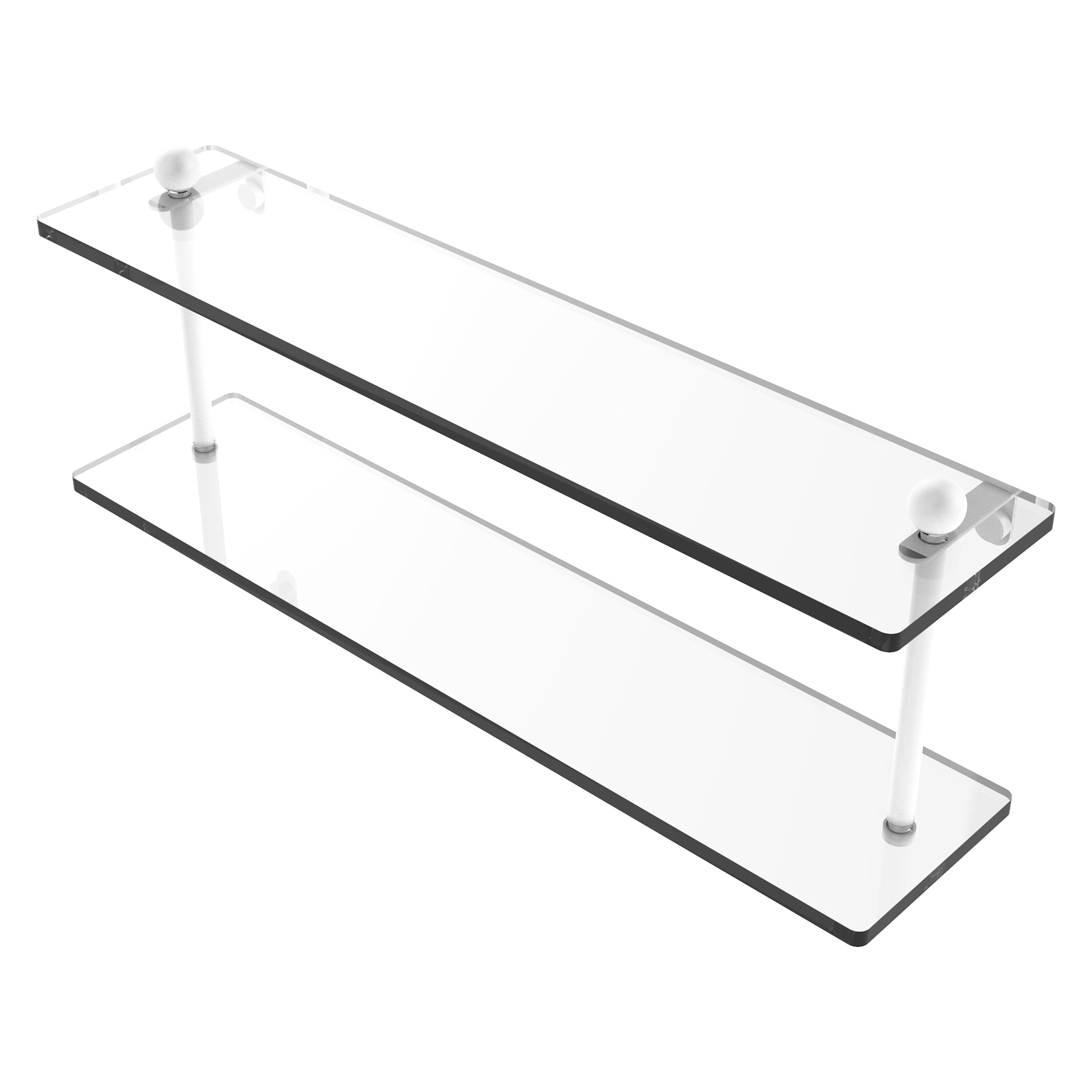 Allied Brass PR-2/22-WHM Prestige Regal Matte White 2-Tier Wall Mount Bathroom Shelf (22-in x 8-in x 5-in)