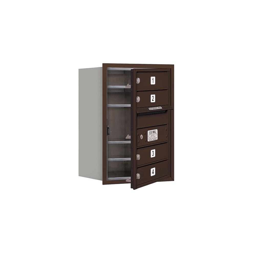 SALSBURY INDUSTRIES 3706S-04ZFP Recessed Mount Bronze Metal Extra Large Lockable Cluster Mailbox