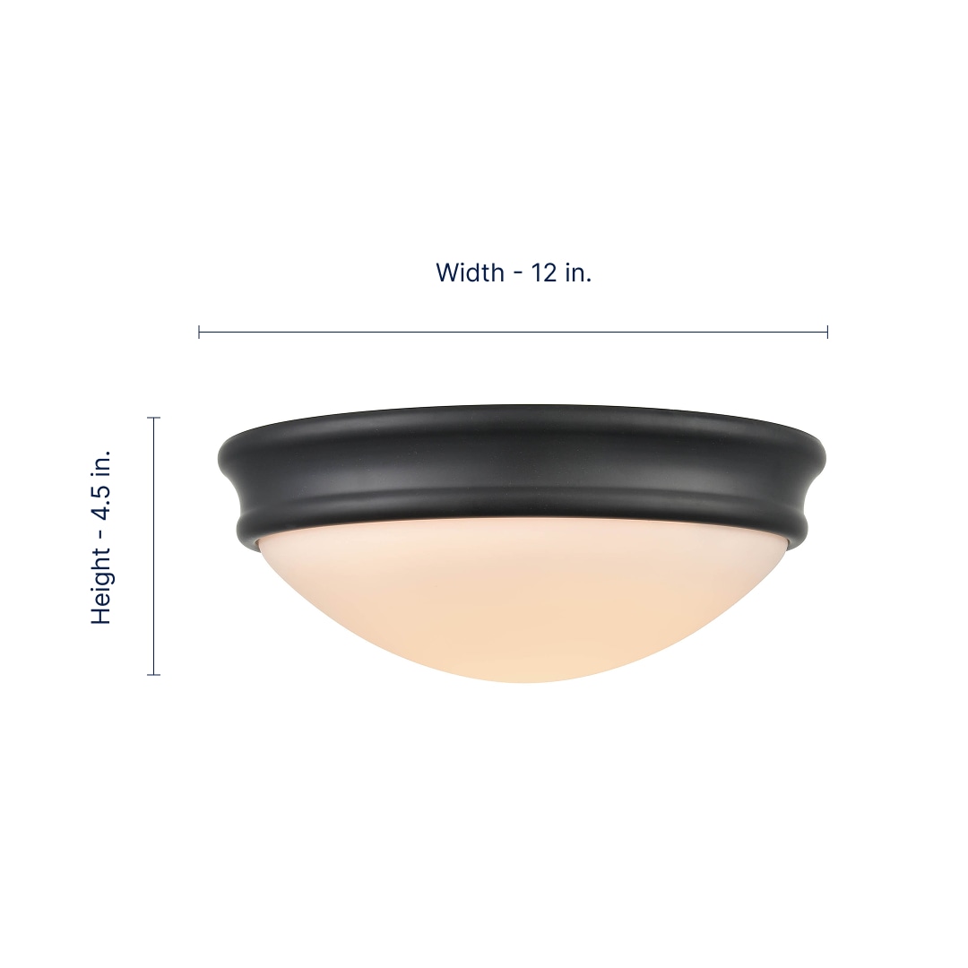 Matte Black Glass Flush Mount Bowl Light
