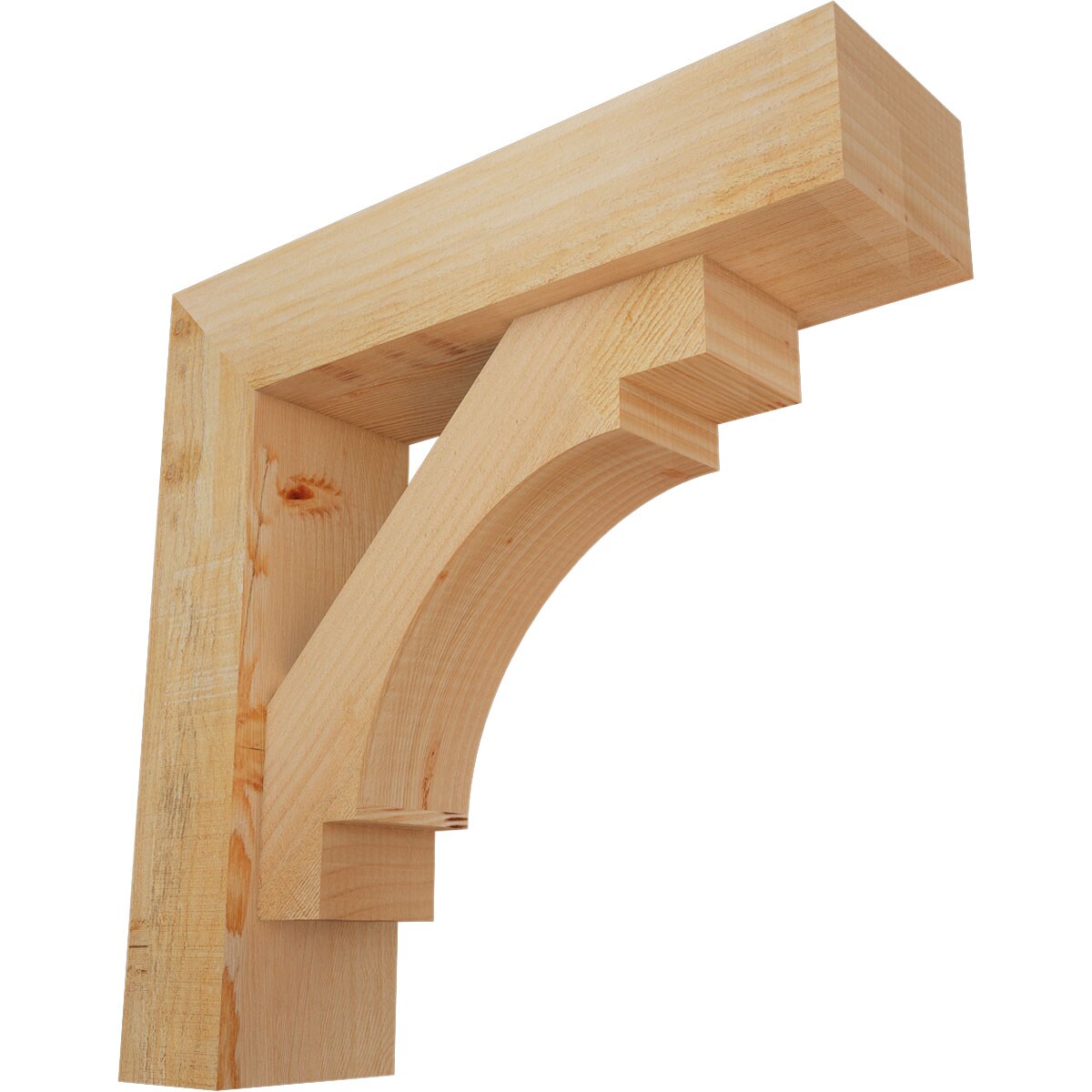 Ekena Millwork 1463241 Merced block rough sawnbracket with offset brace 6-in x 22-in x 22-in Douglas fir Brown Wood Standard bracket