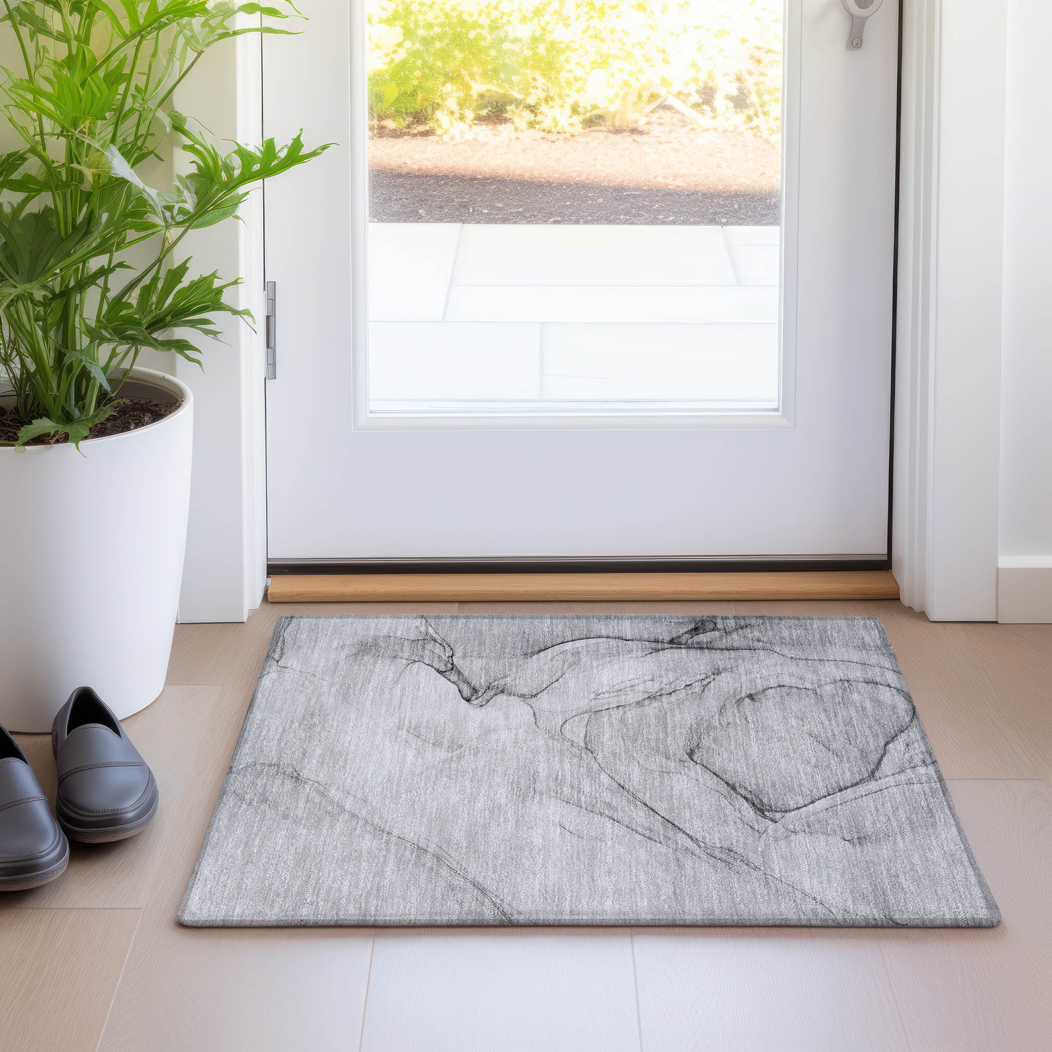 Addison Rugs ACN502GY20X30 Chantille ACN502GY 2 x 3 (ft) Polyester Gray Rectangular Indoor/Outdoor Stripe Machine washable Area rug