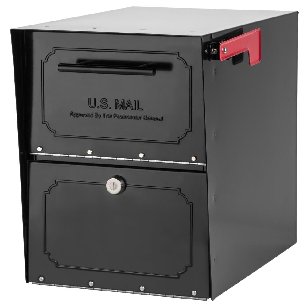 Architectural Mailboxes Post Mount Black Metal Extra Large Lockable Mailbox