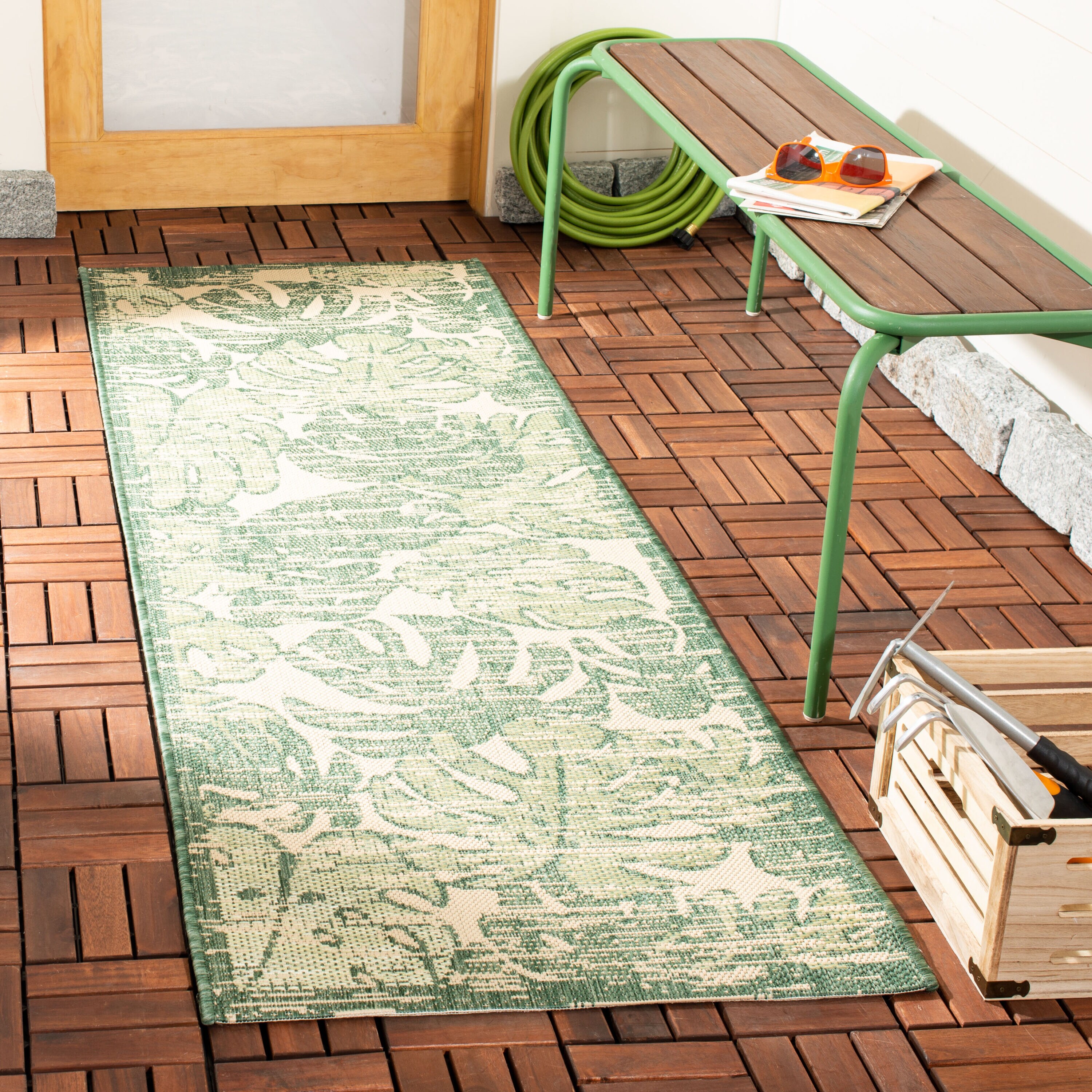 Safavieh - Courtyard 7560-32212 Beige Green 2 x 7 Rectangular Runner rug