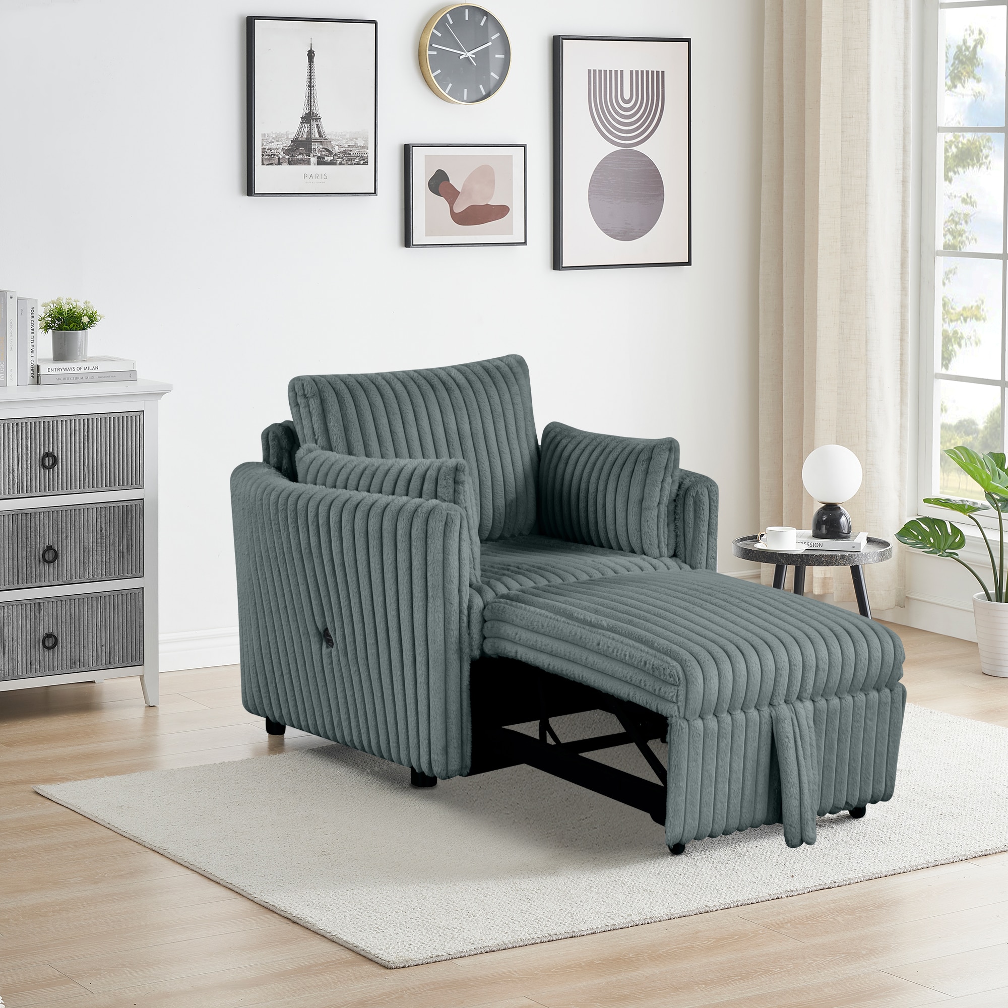 IHOMEadore MDSL64002DG-AC Sleeper Chair Modern Dark Gray Sleeper Chair