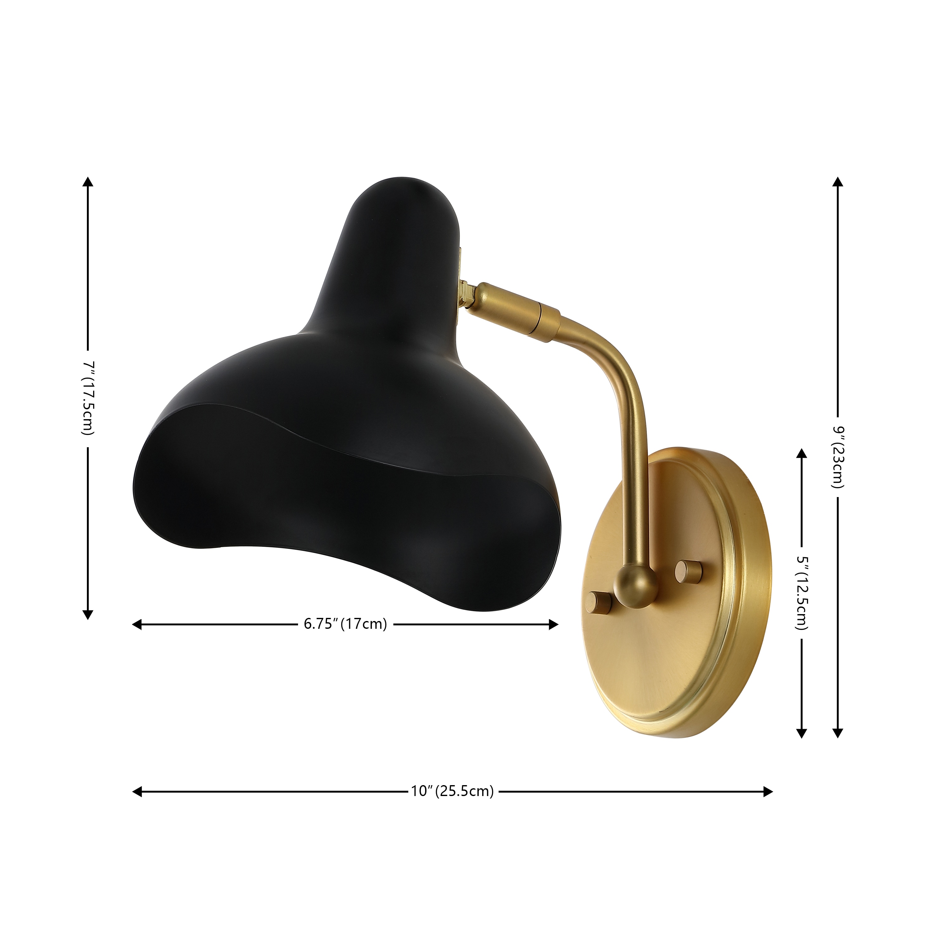 Norrix 10" Black and Brass Gold Wall Sconce Set