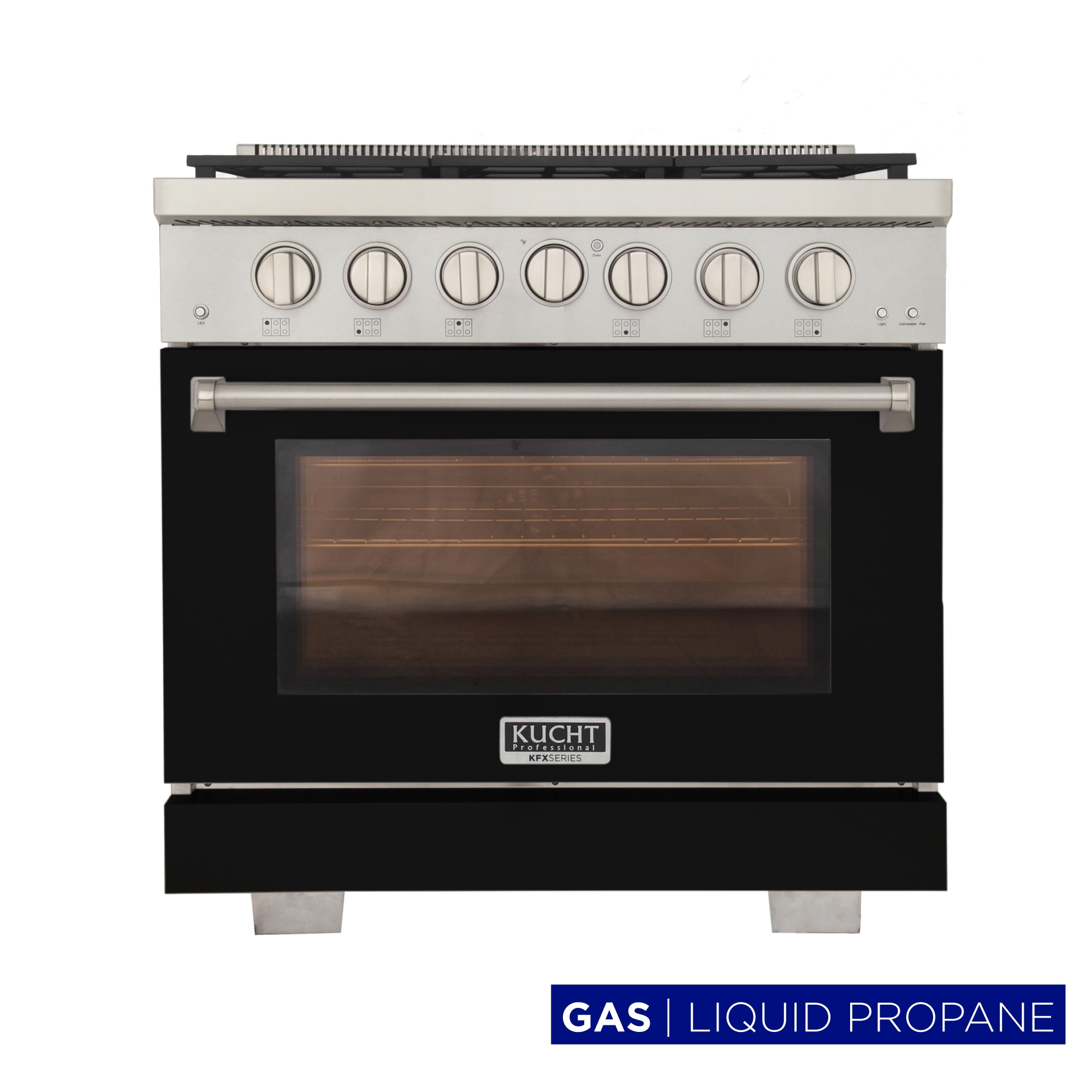 Kucht KFX3600X-LP-BK 36-in 6 burners 5.2-cu ft Convection Oven Freestanding Liquid Propane Gas Range ( Black )