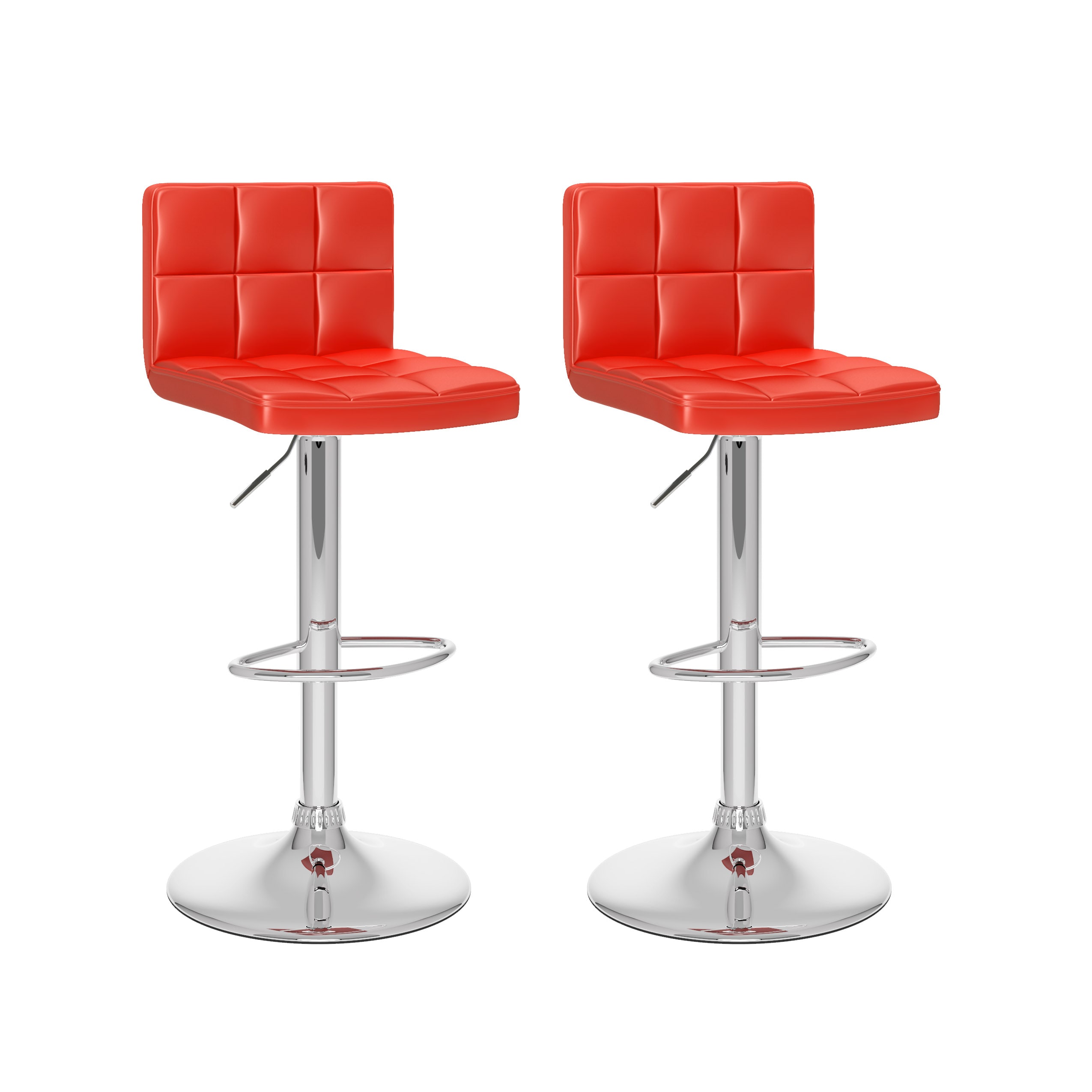 CorLiving DPU-754-B Zion Red 25.25-Inches H Adjustable Height Counter height Square seat Upholstered Swivel Metal Bar Stool and Back