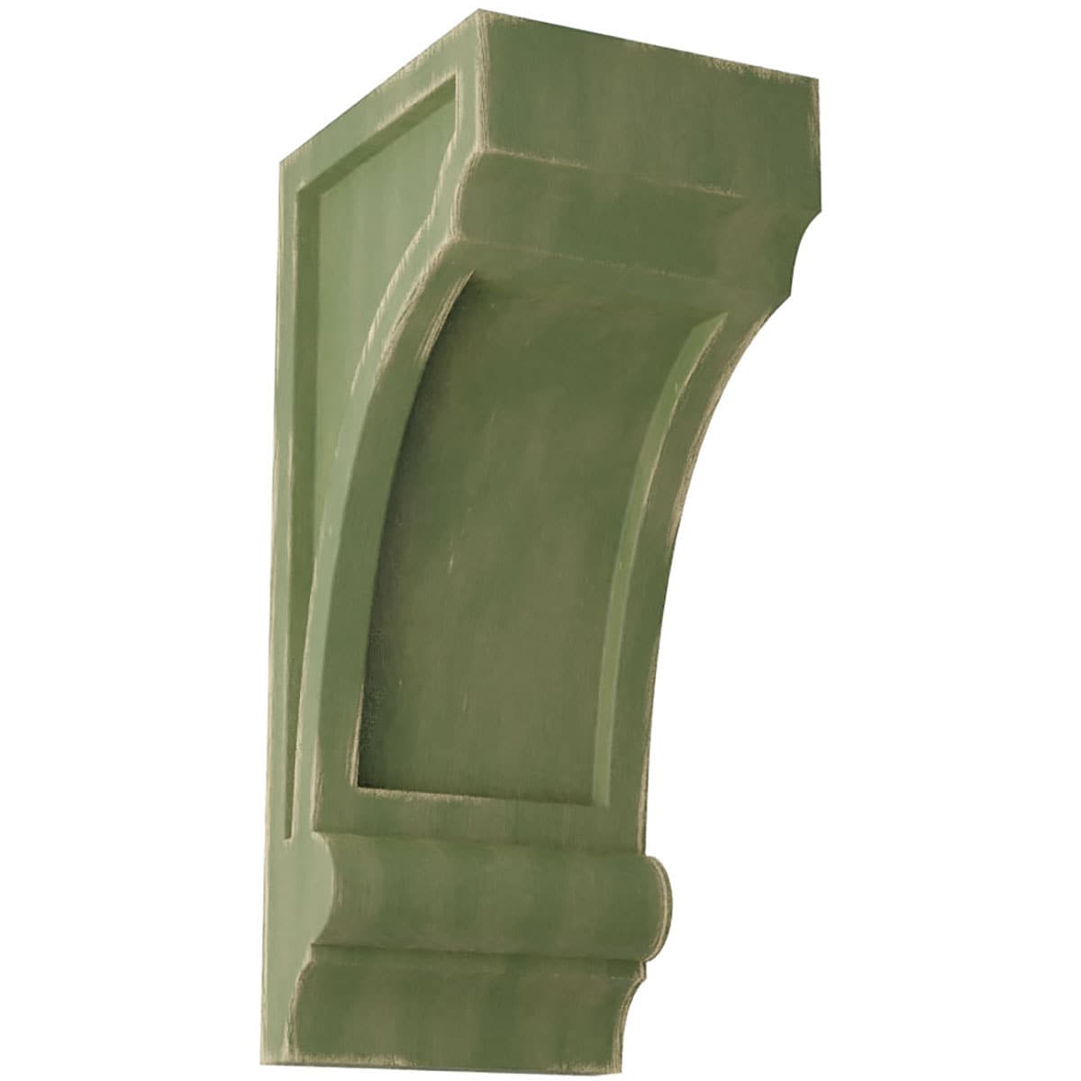 Ekena Millwork CORWD03X04X08DIGR 3.25-in x 4-in x 8-in Vintage Decor Finished Rubberwood Green Wood Paintable/Stainable Corbel