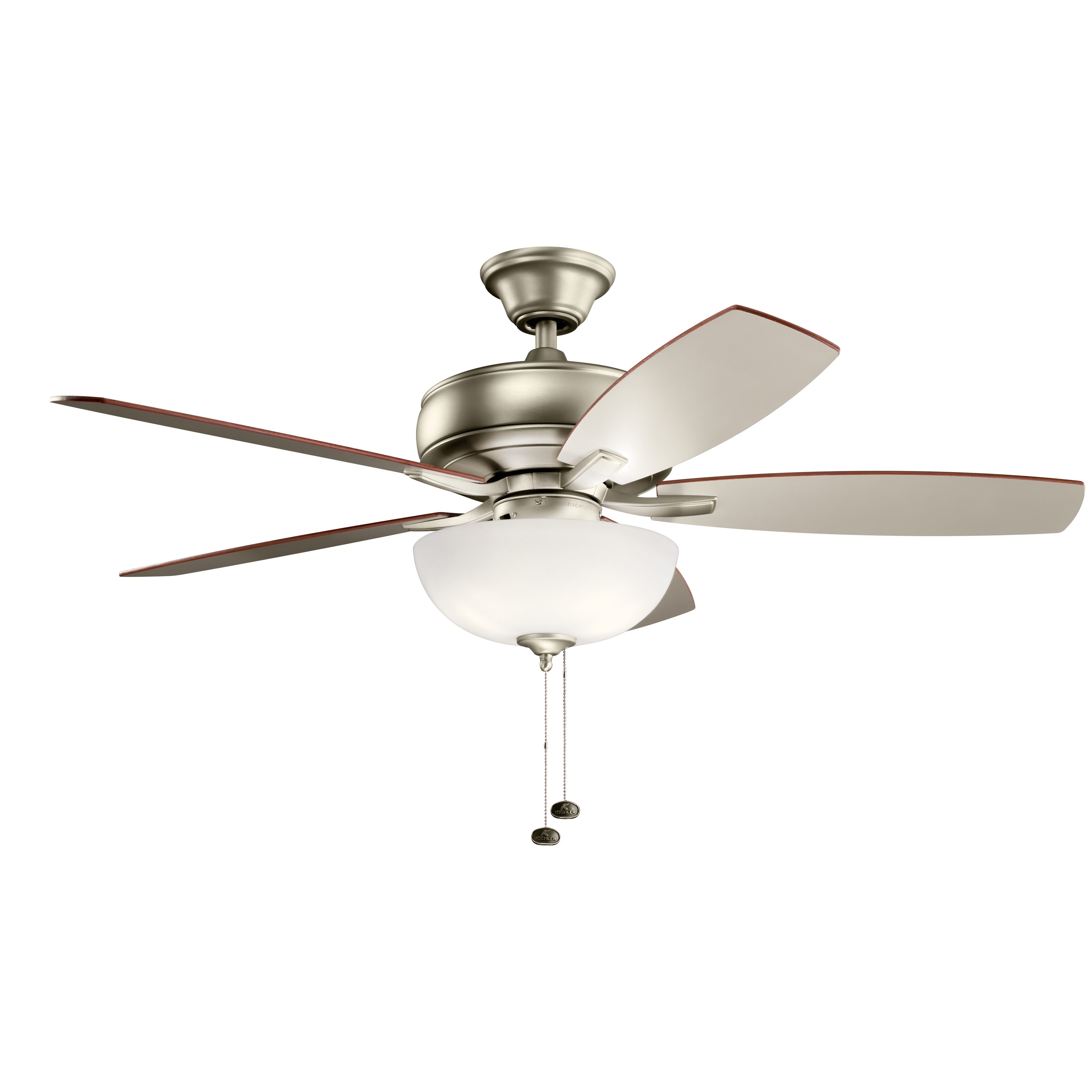 Kichler 330347NI Terra 52-in Brushed Nickel with Silver/Walnut Blades Ceiling Fan With Light ( 5 -Blade )