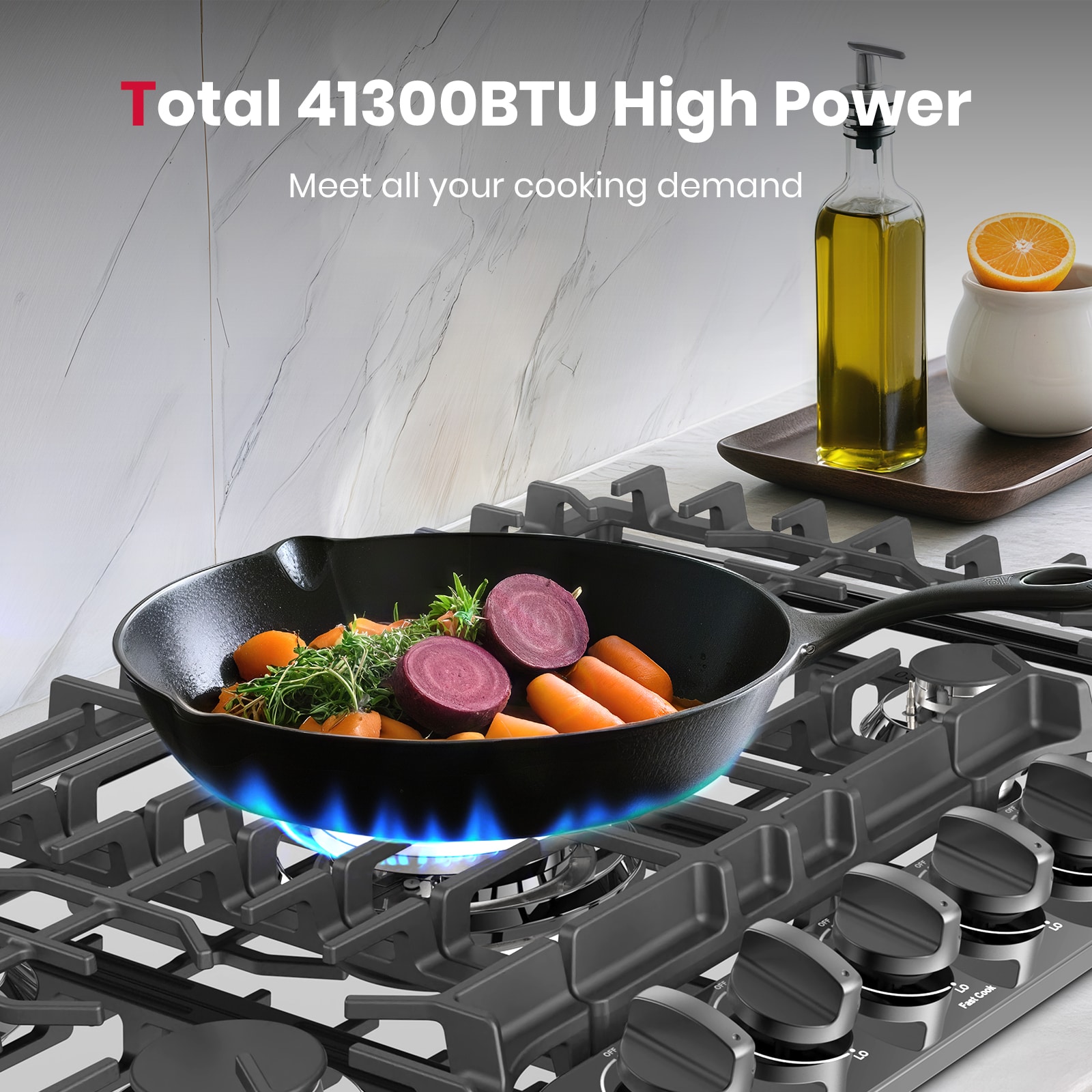 Gasland Chef 30-in 5 Burners Black Gas Cooktop (Griddle Included