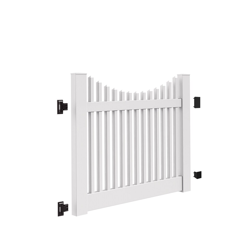 Freedom Keswick Scallop 4-ft H x 5-ft W White Vinyl Fence Gate Kit (Unassembled)