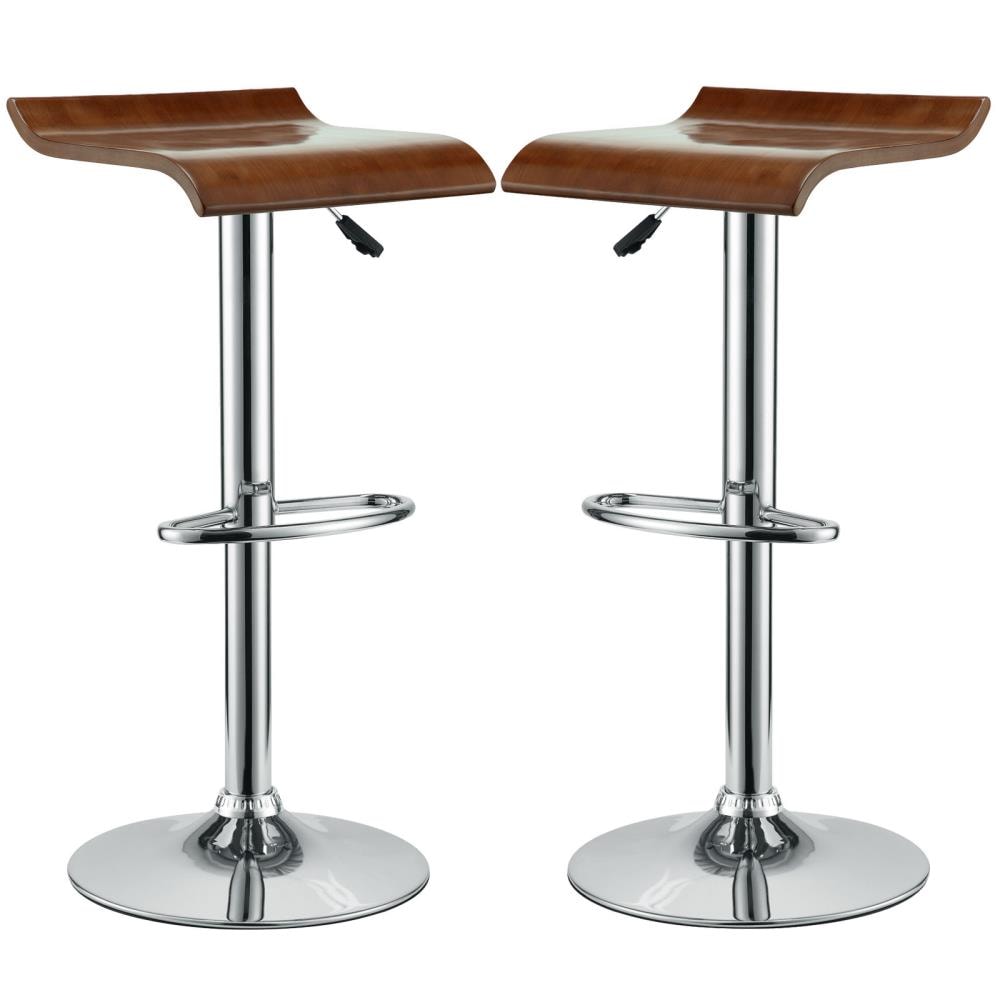 Modway EEI-936-OAK 2 -Set Oak 24.5-Inches H Adjustable Height Counter height Swivel Metal Bar Stool