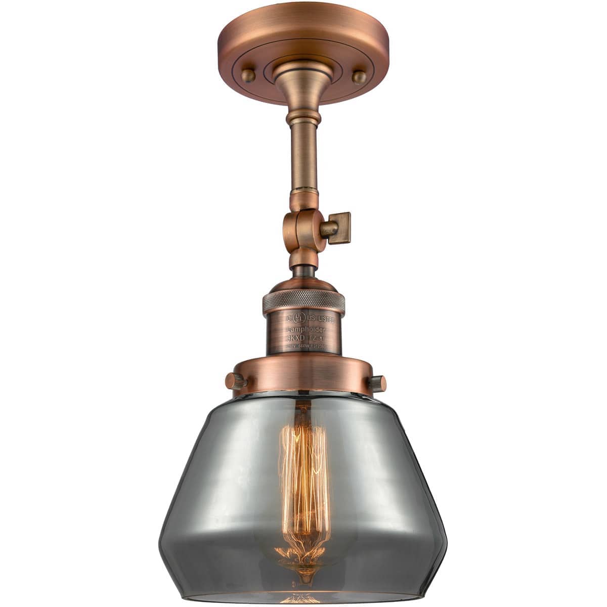 Innovations Lighting 1354397 201F-AC-G173-LED Franklin Restoration Fulton Antique Copper