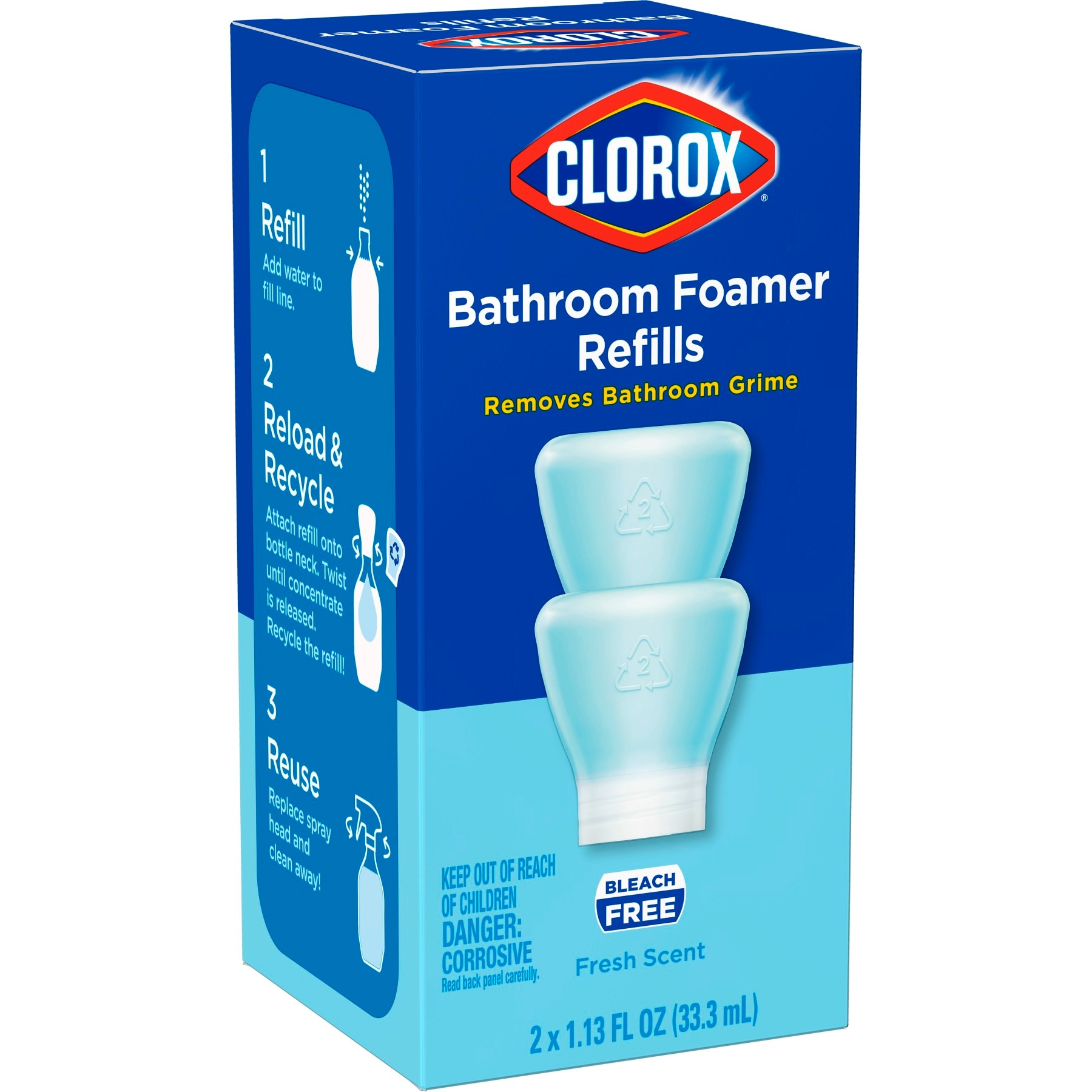 Clorox Foamer Refill 2-Count Fresh Foam Multipurpose Bathroom Cleaner ...