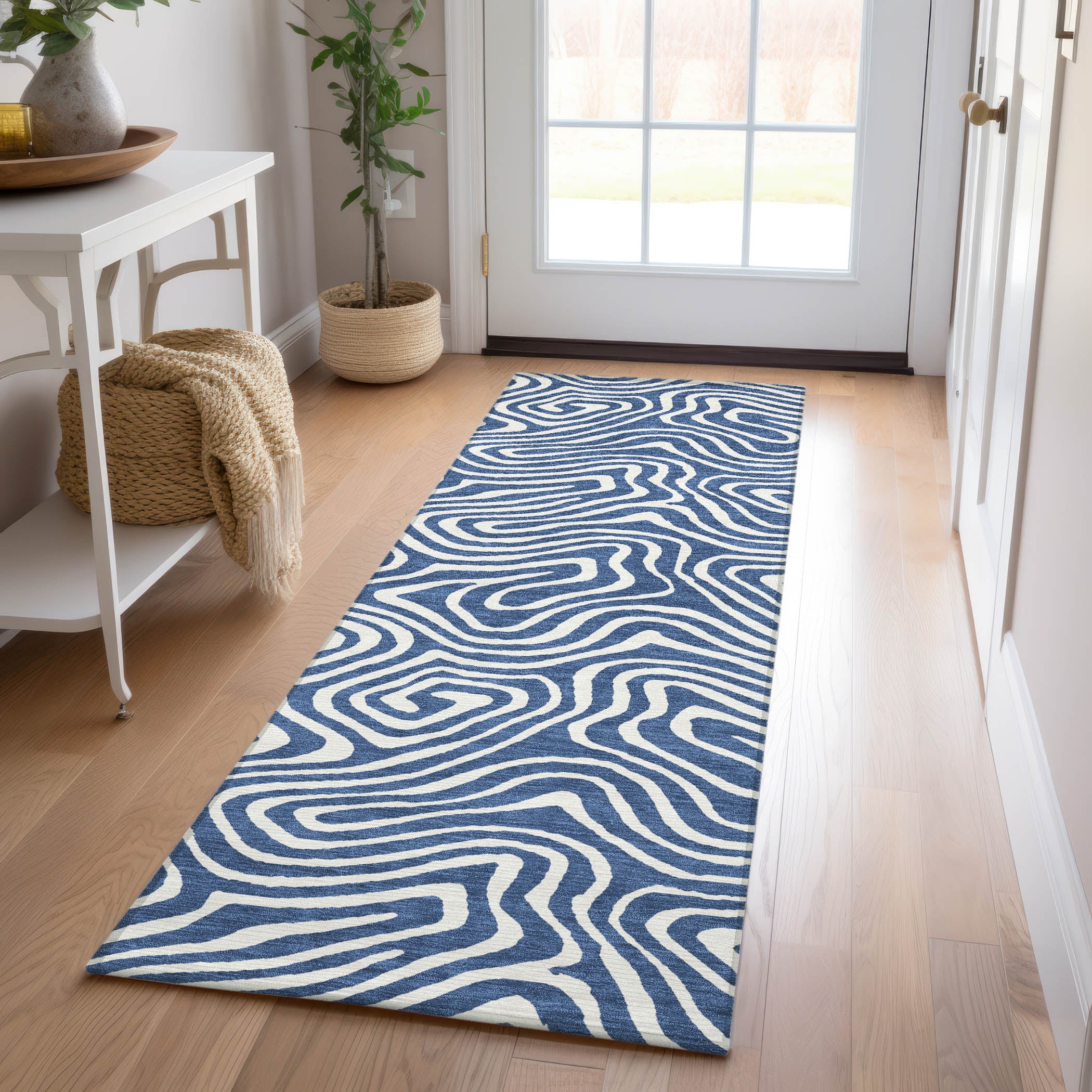 Addison Rugs ACN1020NA2X8 Chantille ACN1020NA 2 x 7 (ft) Polyester Navy Rectangular Indoor/Outdoor Geometric Machine washable Runner rug