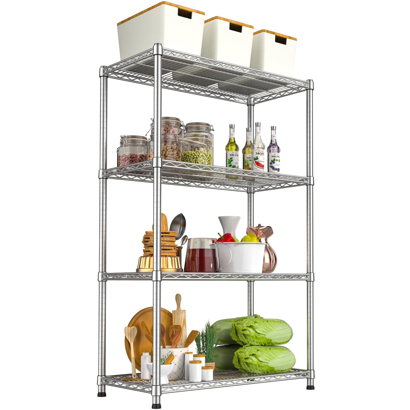 SenQWFa 4 Shelf Heavy Duty Metal Wire Shelving Unit Adjustable Wire