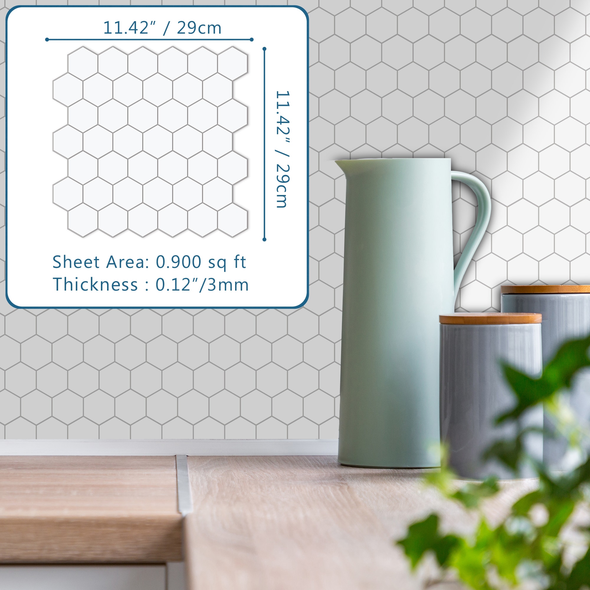 SUNWINGS HEX48-WHI-10 Ceramic-Tile - View #7