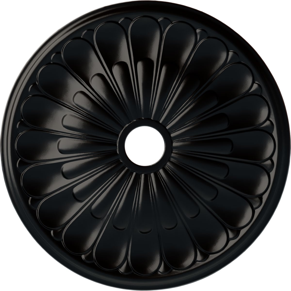 Ekena Millwork CM26ELBLF Elsinore 26.75-in W x 26.75-in L Painted Jet Black Polyurethane Whole Ceiling Medallion