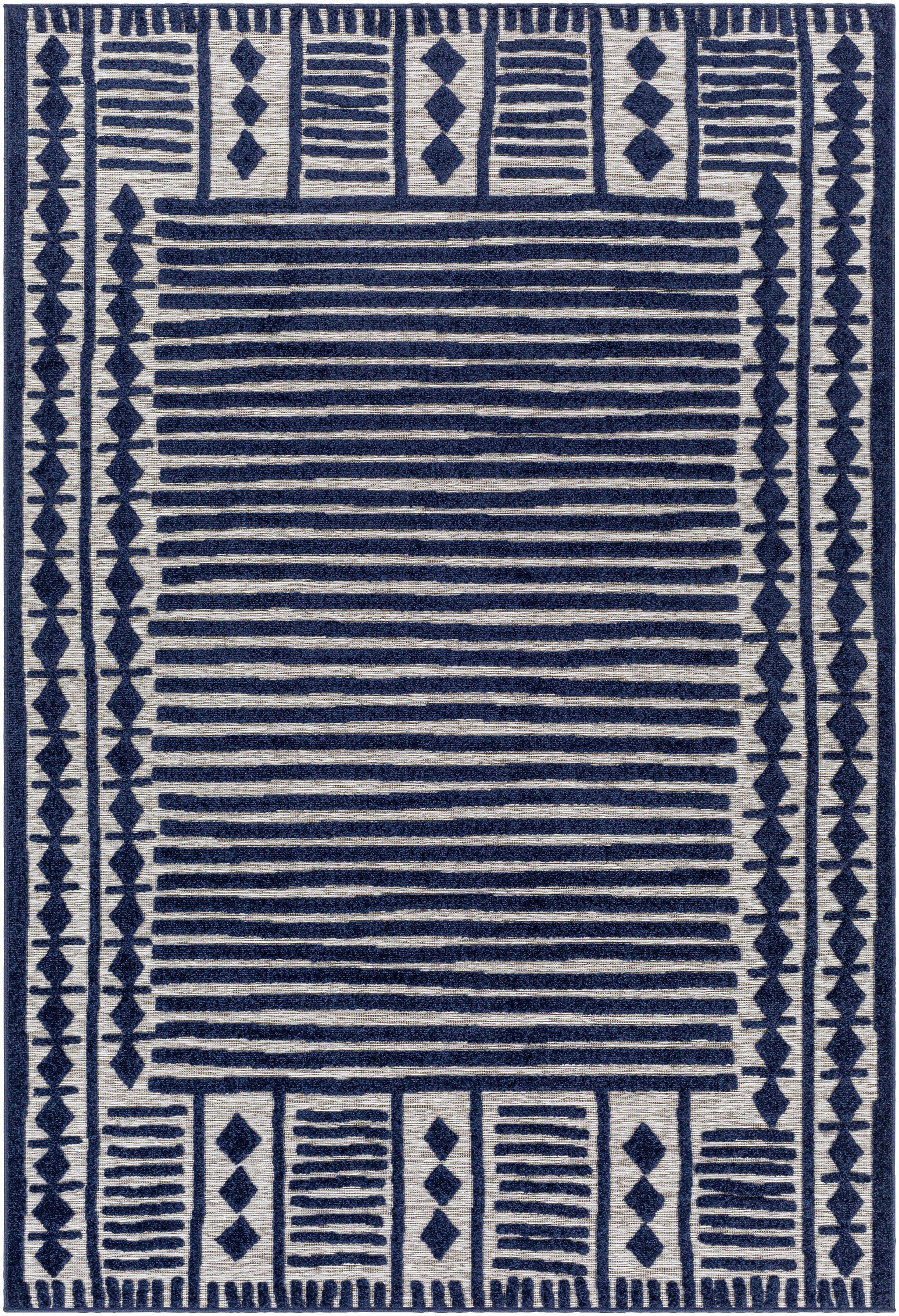 Livabliss GWC2332-2211 Greenwich 2 x 3 (ft) Polypropylene Gray/Navy Rectangular Indoor/Outdoor Tribal Global Area rug