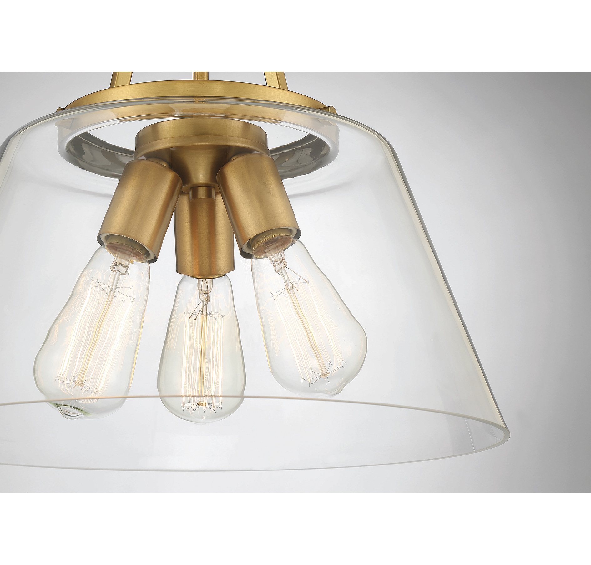 Calhoun Warm Brass 3-Light Clear Glass Pendant