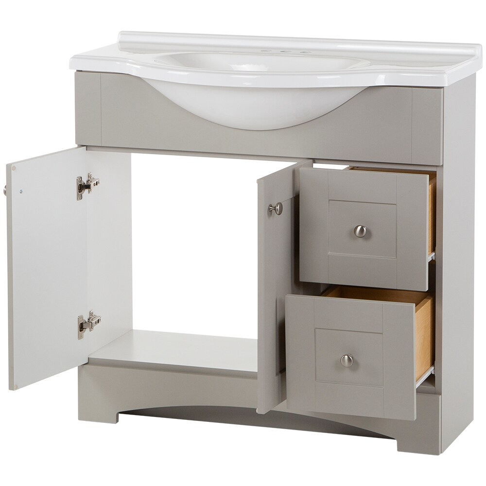 Diamond NOW Hayes 37-in Gray Single Sink Bathroom Vanity with White ...