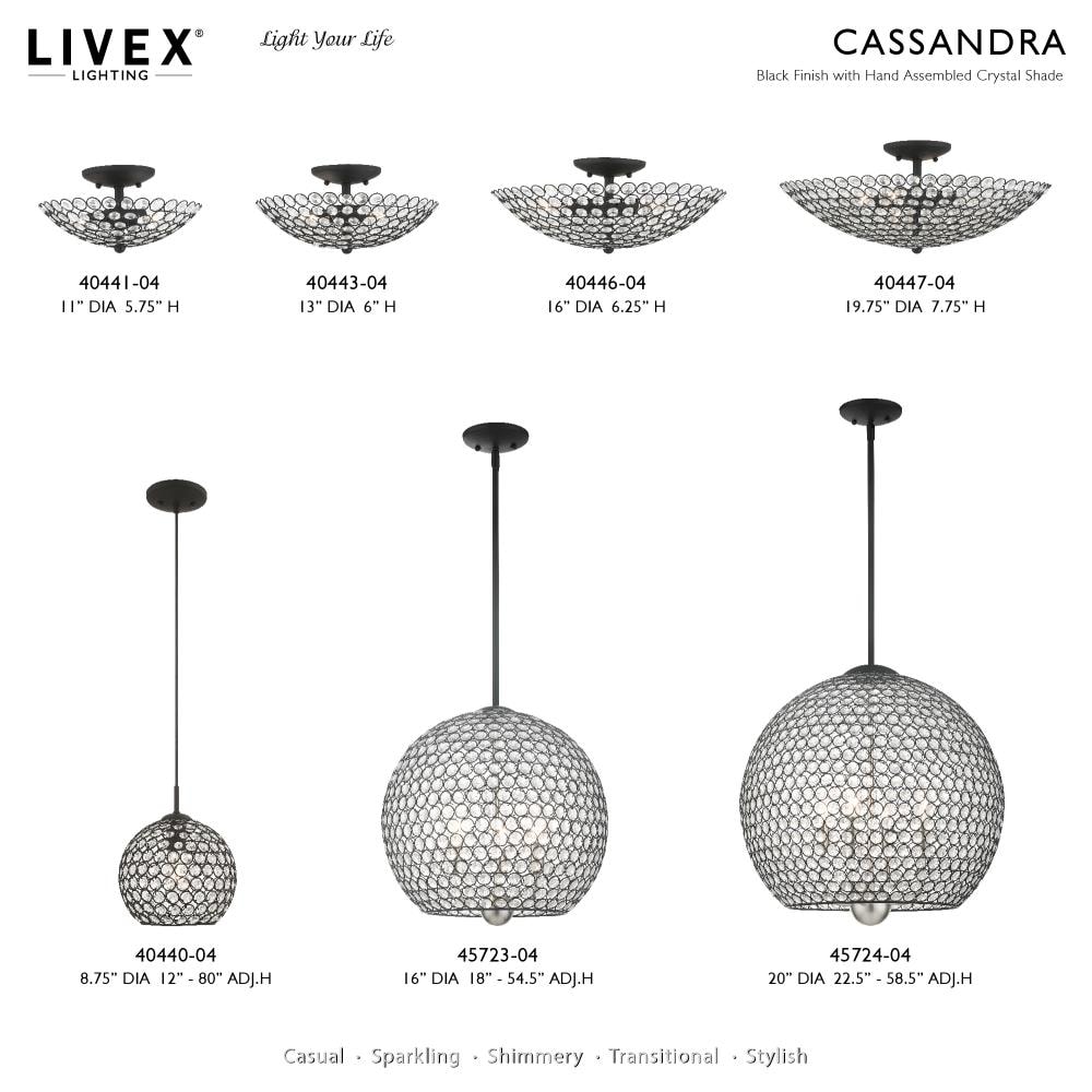 Cassandra Crystal Bowl 4-Light Black Semi-Flush Mount