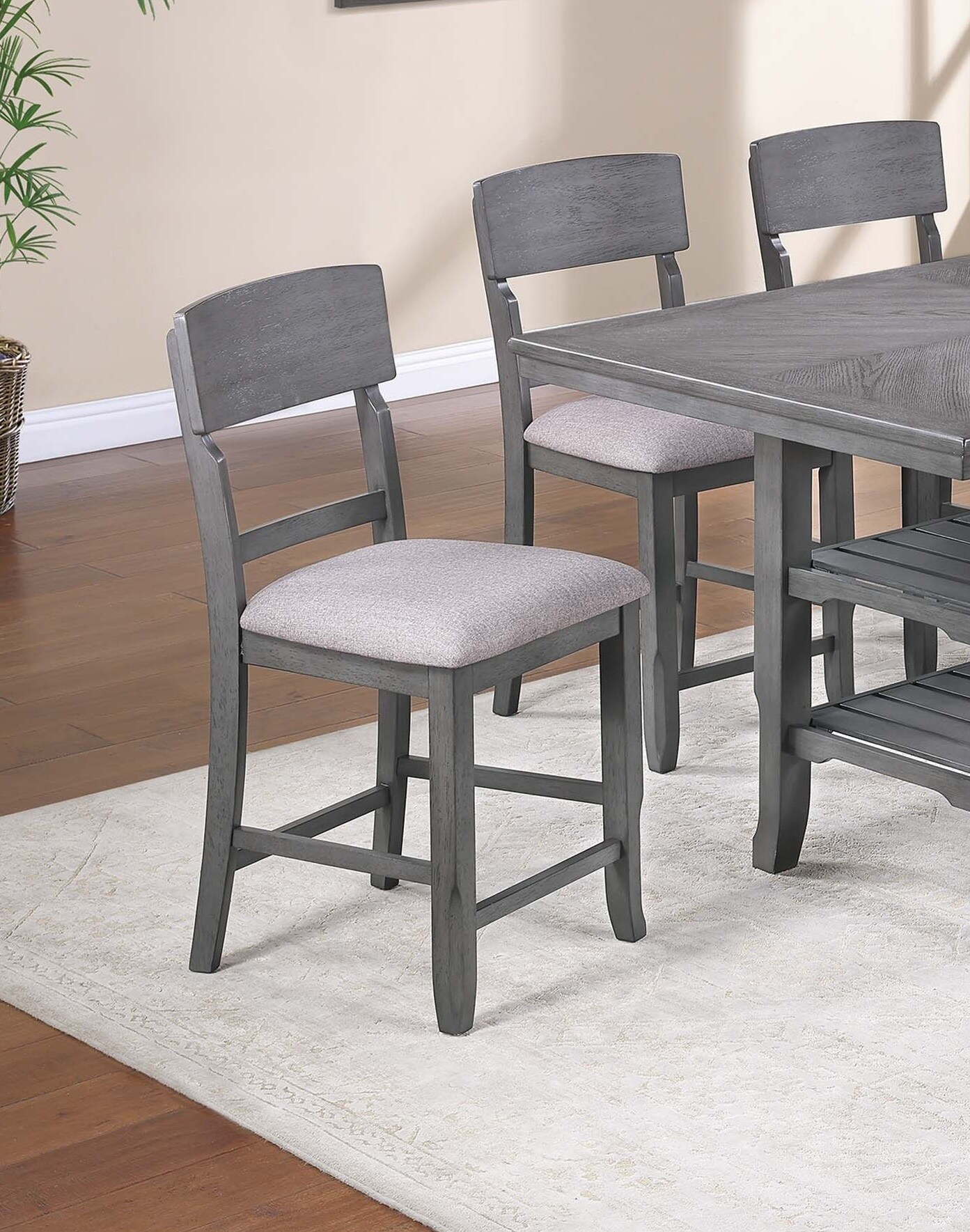 Blisstyle Gray Color High Chairs Modern Ladder Back Design Set of 2pc ...