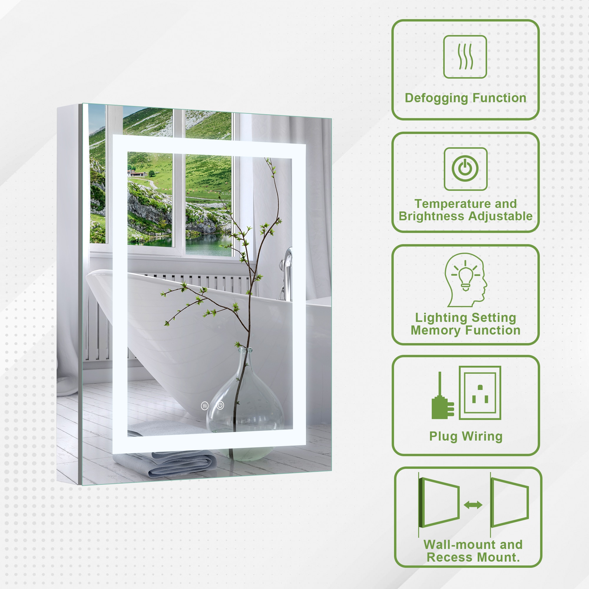 Forclover MEAL-NI2430L Bathroom-Medicine-Cabinets - View #3
