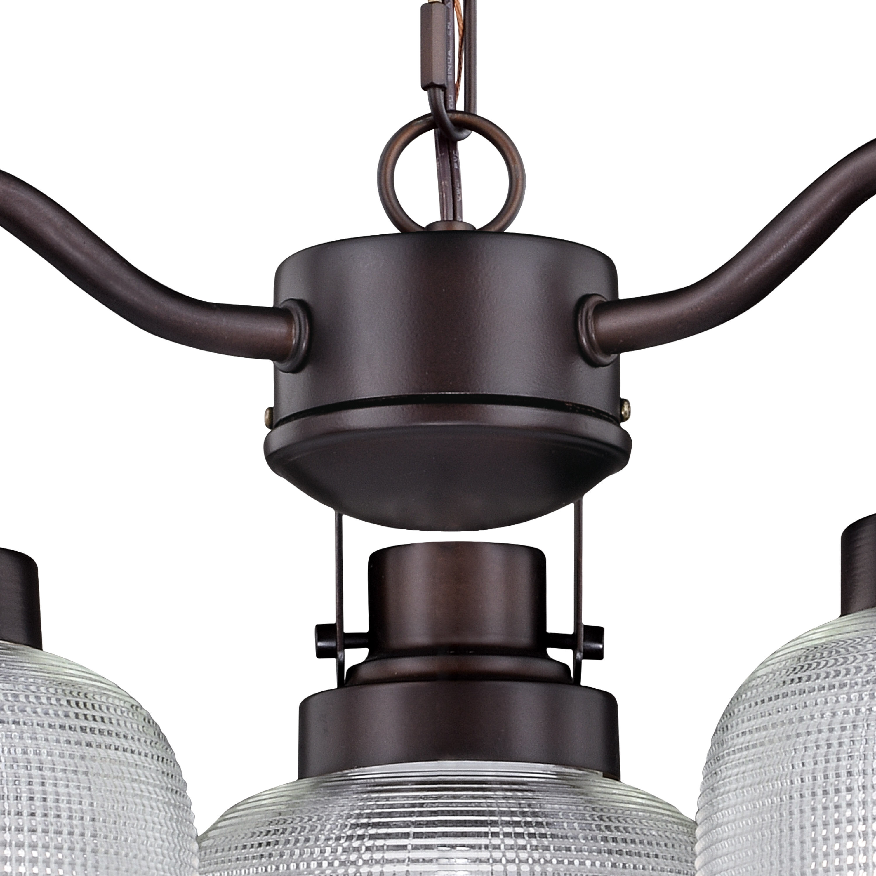 Roland Mini 16.5" Bronze Farmhouse Chandelier with Clear Prism Glass