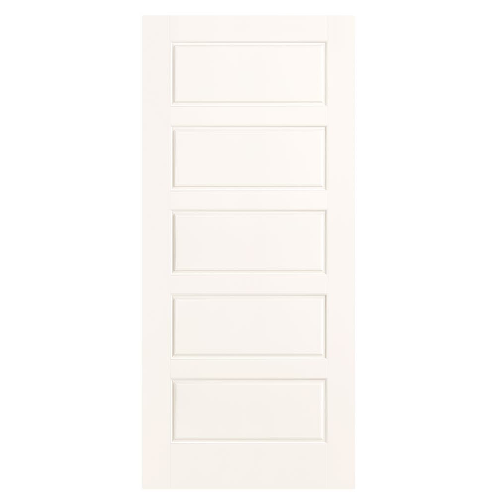 Masonite 1444542 Riverside 36-in x 80-in Snowstorm 5-panel equal Smooth Solid core Prefinished Molded composite Slab Door