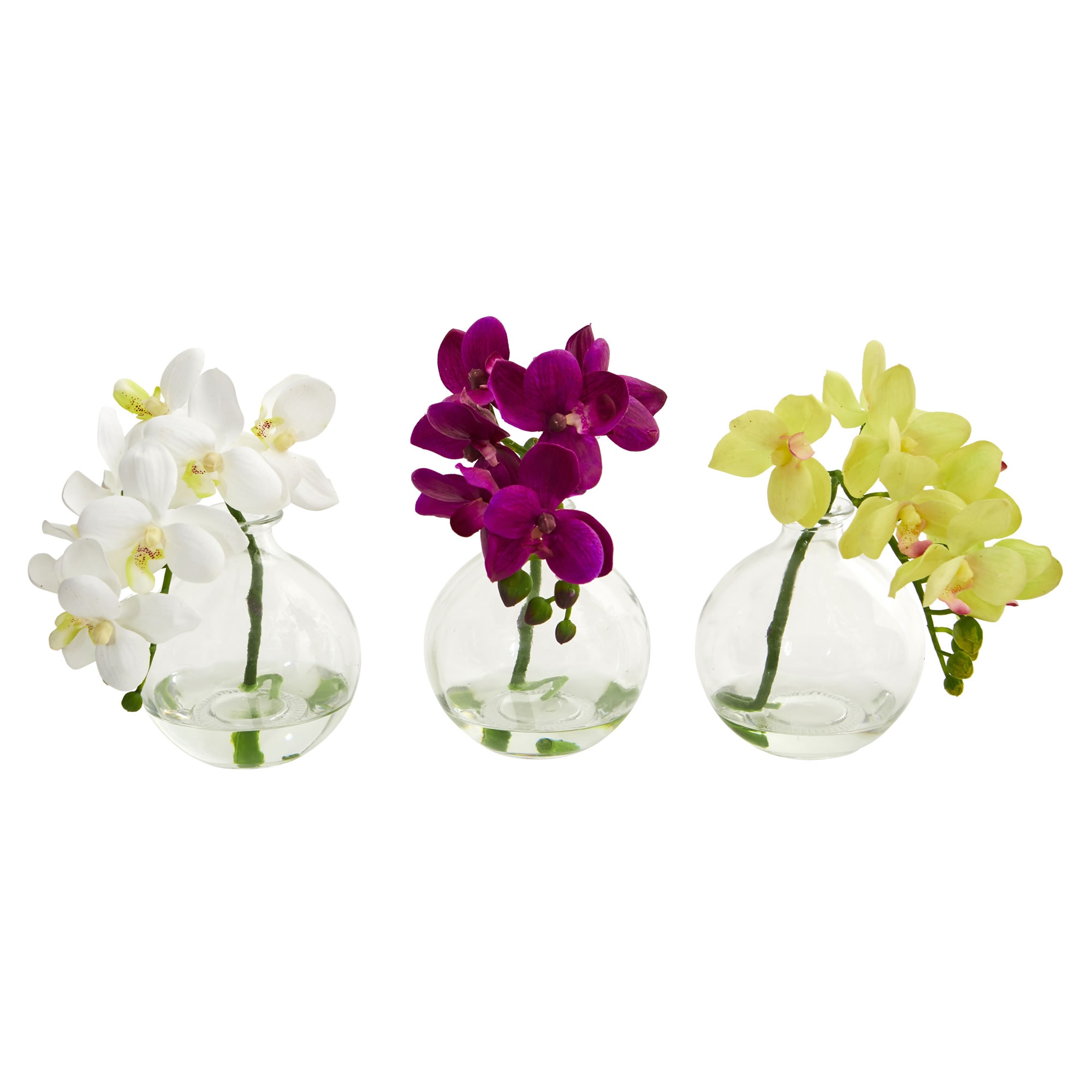 Nearly Natural 4208-S3 9-in Multicolor Indoor Desktop Phalaenopsis Orchid Artificial flower