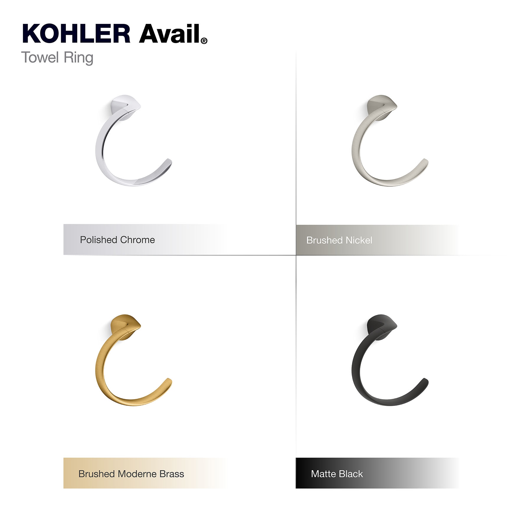 KOHLER Avail Vibrant Brushed Moderne Brass Wall Mount Single Towel