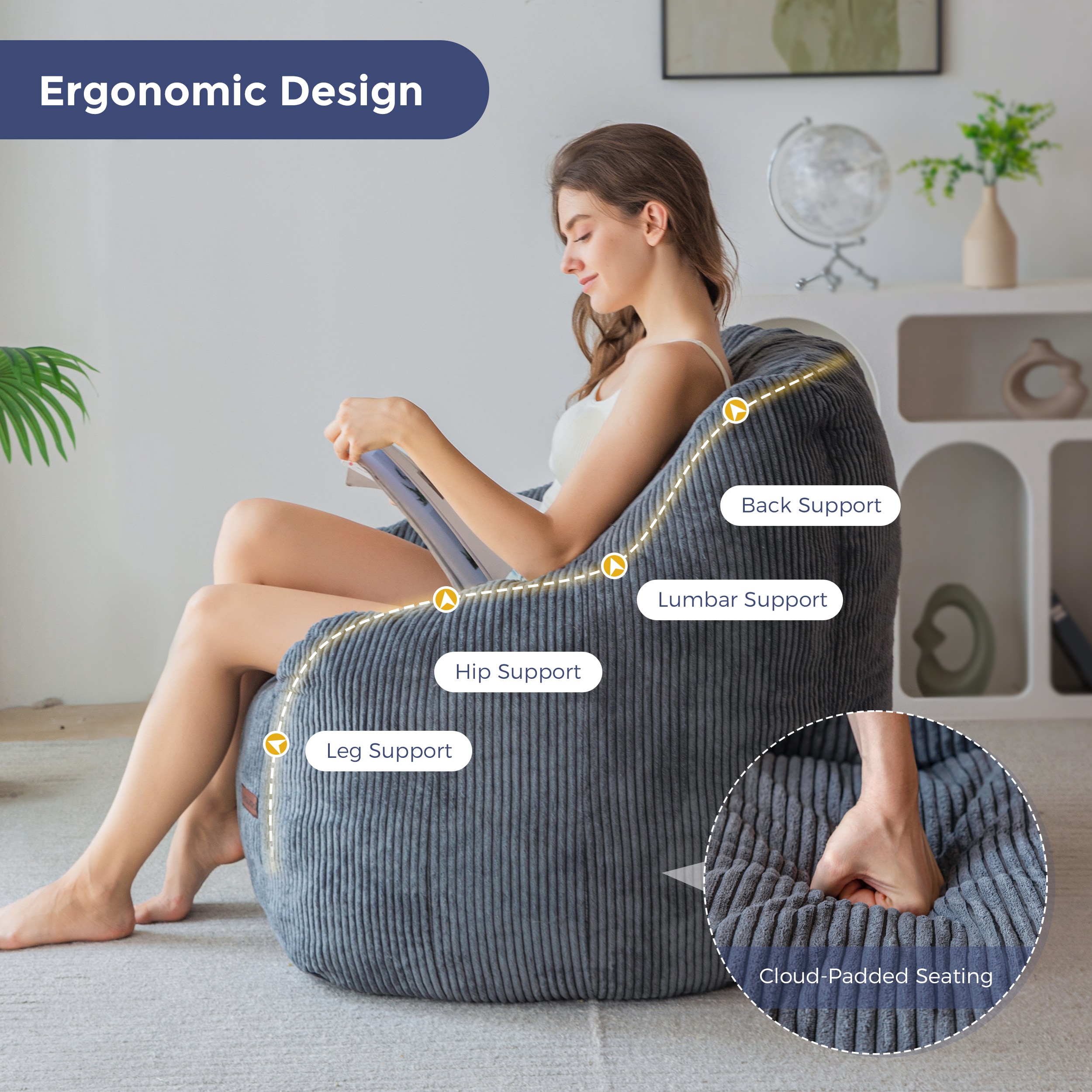 MAXYOYO B-BBS-A05-BE-6FT Bean-Bag-Chairs - View #7