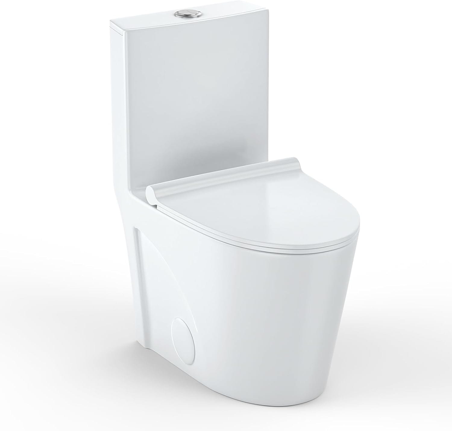 WhizMax PHO146FET8O Elongated Toilet for Bathroom One Piece Toilet with Soft Closing Seat Comfort Height Dual Tornado Flush 1.6 GPF Toilet