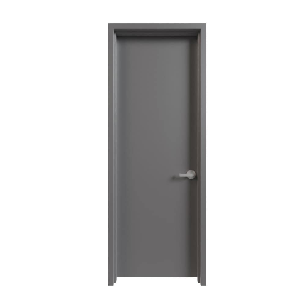 Fortis Doors KIT18GHKDST3696CLH Commercial Door Kit with Cylindrical Lock Knock Down Frame 36-in x 96-in x 5-7/8-in Steel No glass Left-hand inswing Gray Fire Rated Prehung Front Door Hollow core