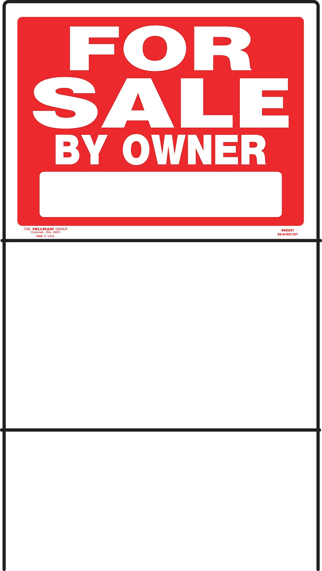 Hillman Sign Center For Sale by Owner - with Frame 18-in x 24-in Plastic Sale/For sale Sign