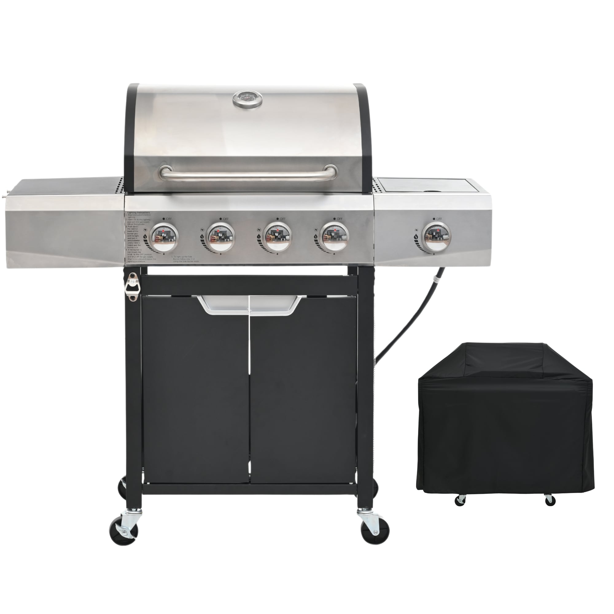 Mondawe MO-QG50001021 Black 4 -Burner Liquid Propane Gas Grill 1 -Side Burner