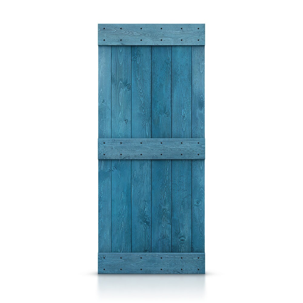 CALHOME DOOR-DIY-03-38N 38-in x 84-in Ocean blue Pine Wood Solid core Single Barn Door (Hardware Not Included)