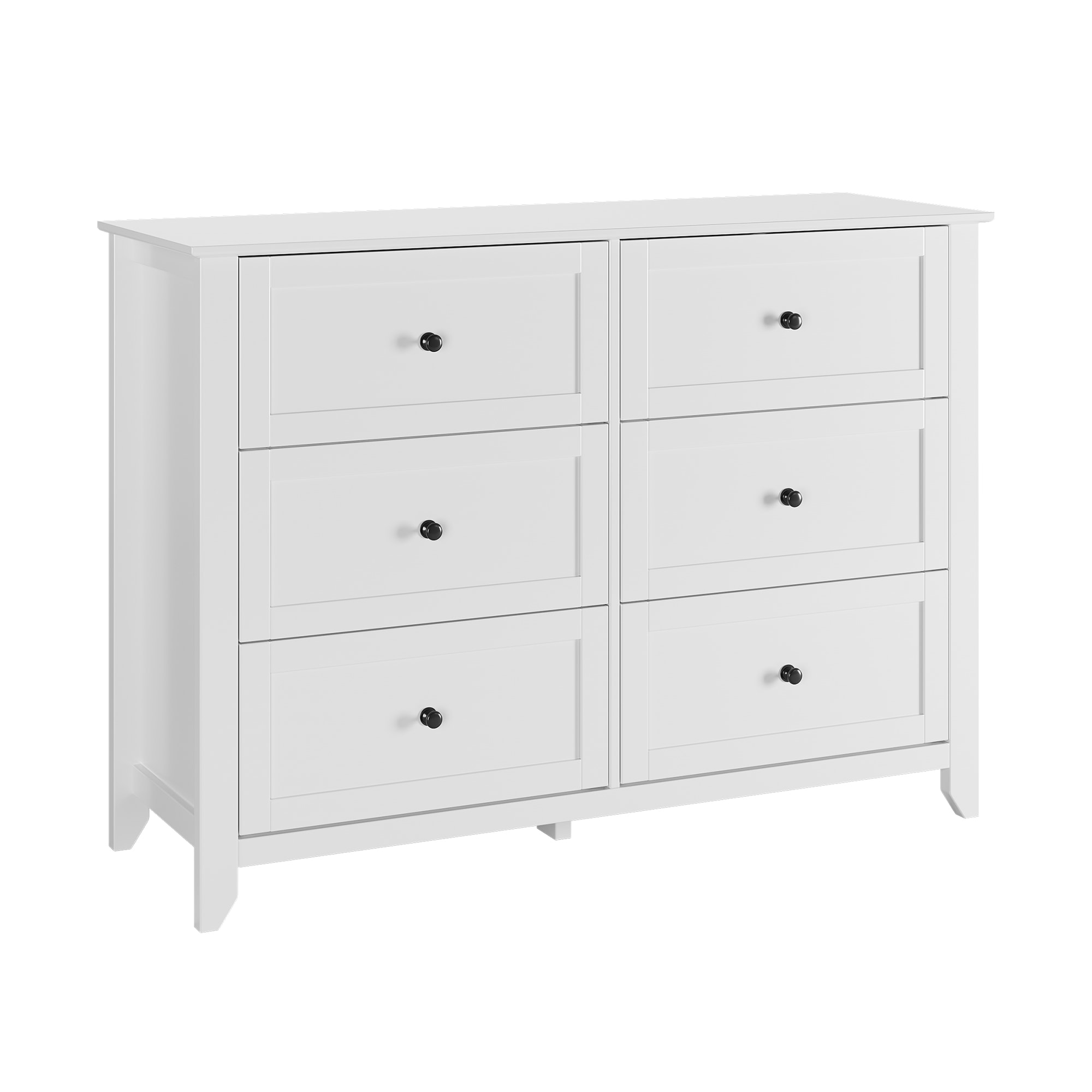 GarveeLife White 6 Drawer Double Dresser Simply Modern Wooden Storage Chest with Deep Drawers for Bedroom Living Room Hallway and Entryway Waterproof Scratch Resistant Surface with Anti Tip Safety