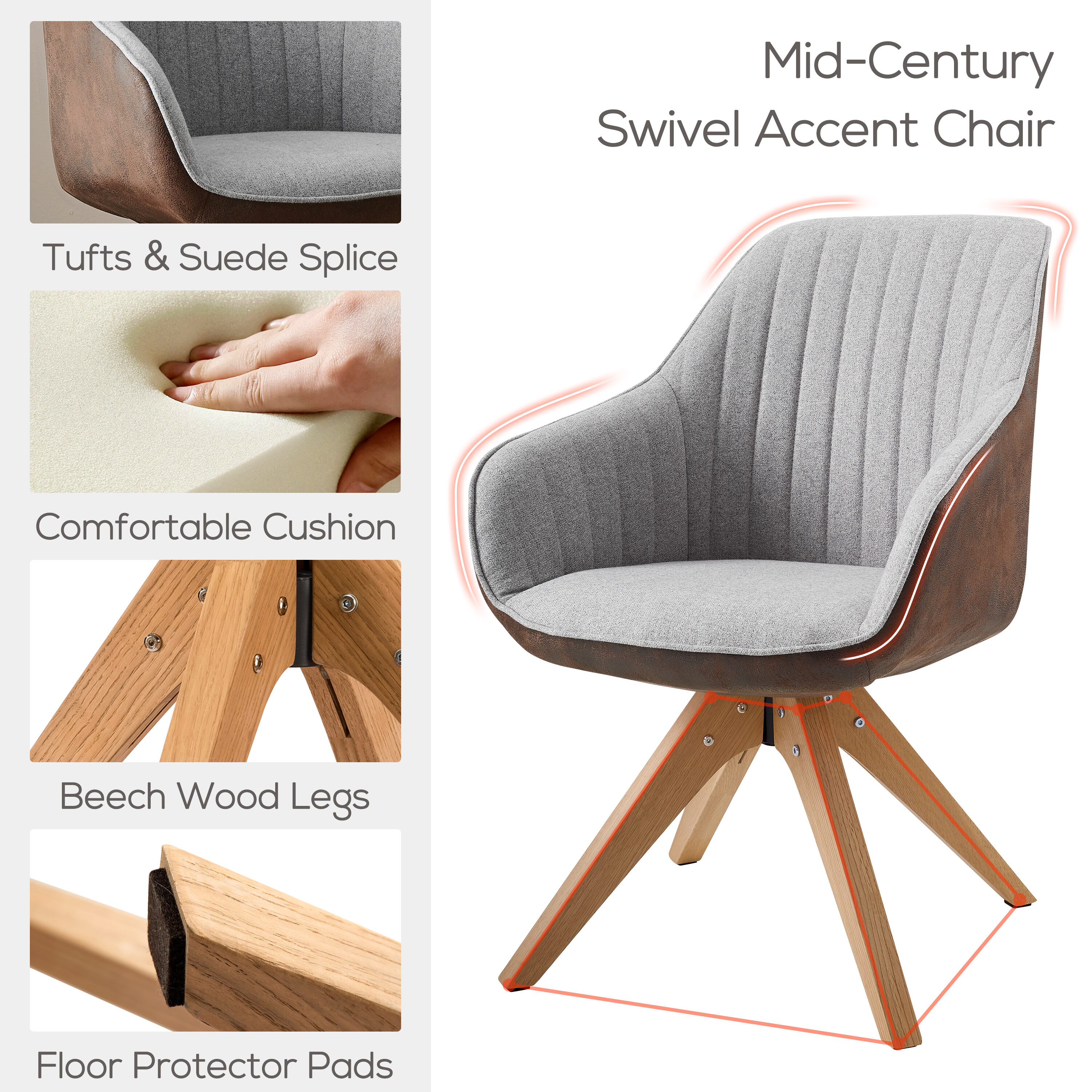 Swivel chair wooden online legs