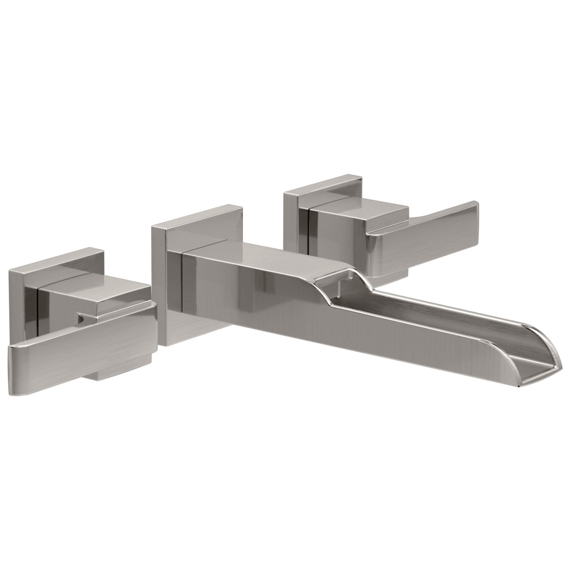 Delta T3568LF-SSWL Ara Stainless Wall-mount 2-handle WaterSense Waterfall Residential Handle Bathroom Sink Faucet