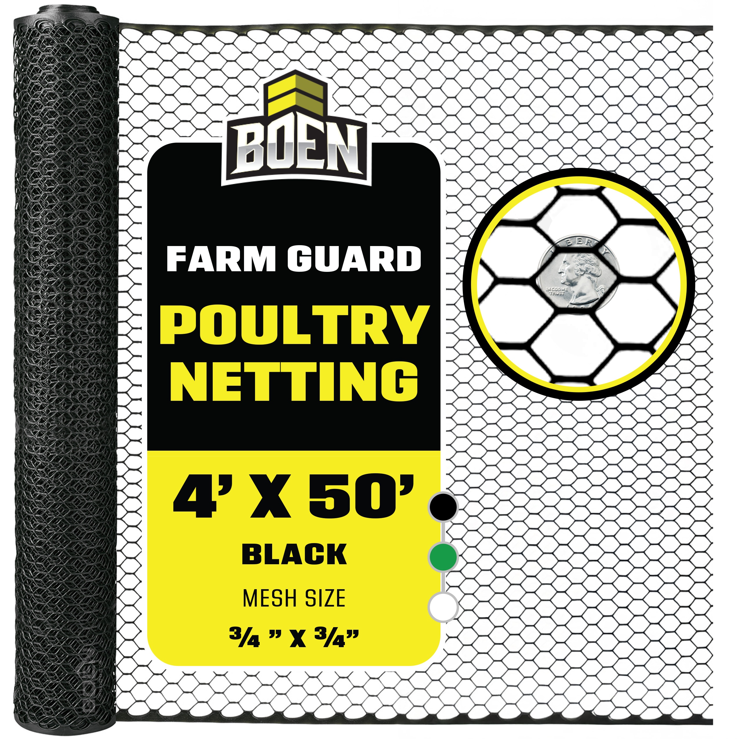 BOEN PL-40005 50-ft x 4-ft 6 -Gauge Black Plastic Extruded mesh Rolled Fencing